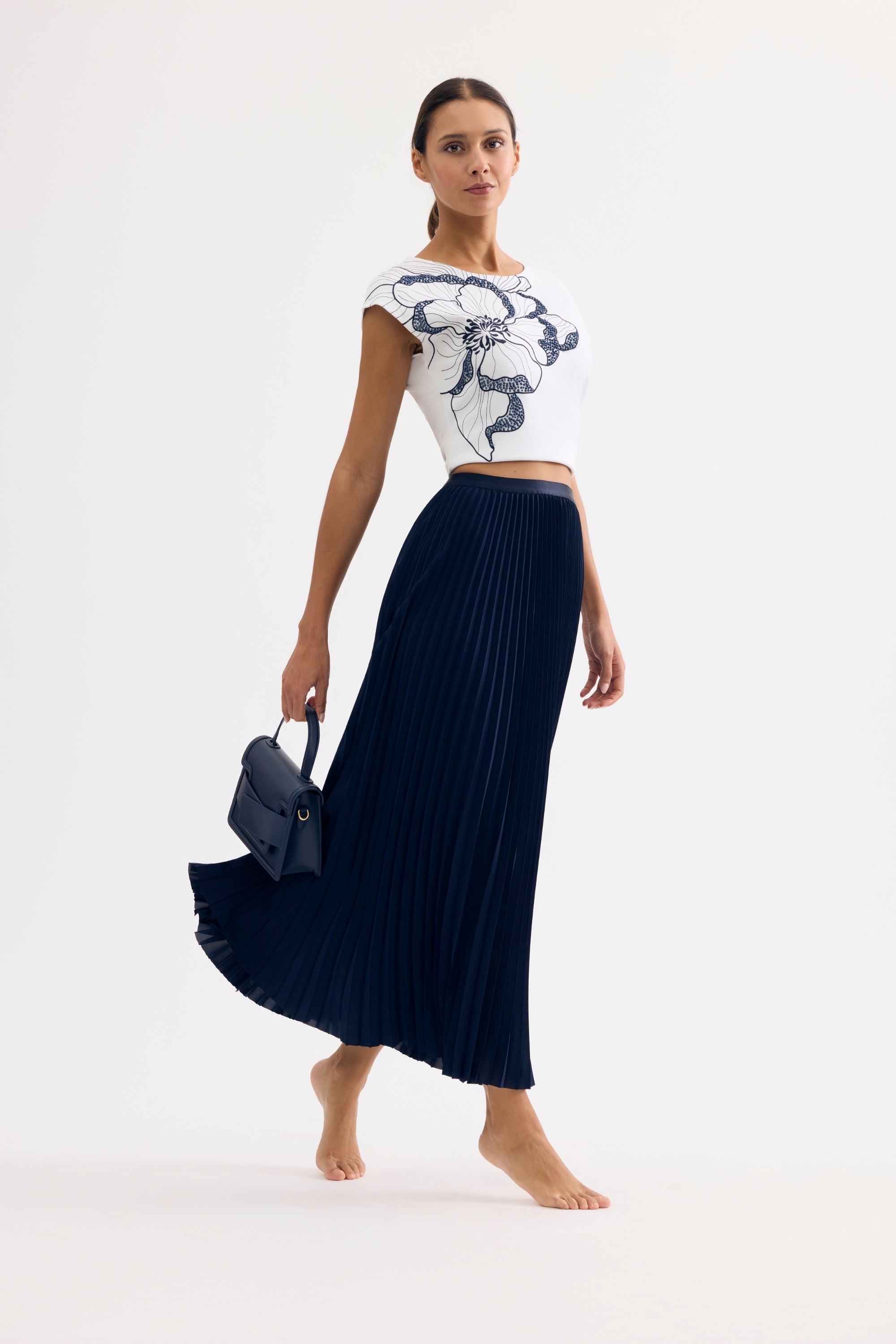 T-shirt motif fleur graphique blanc