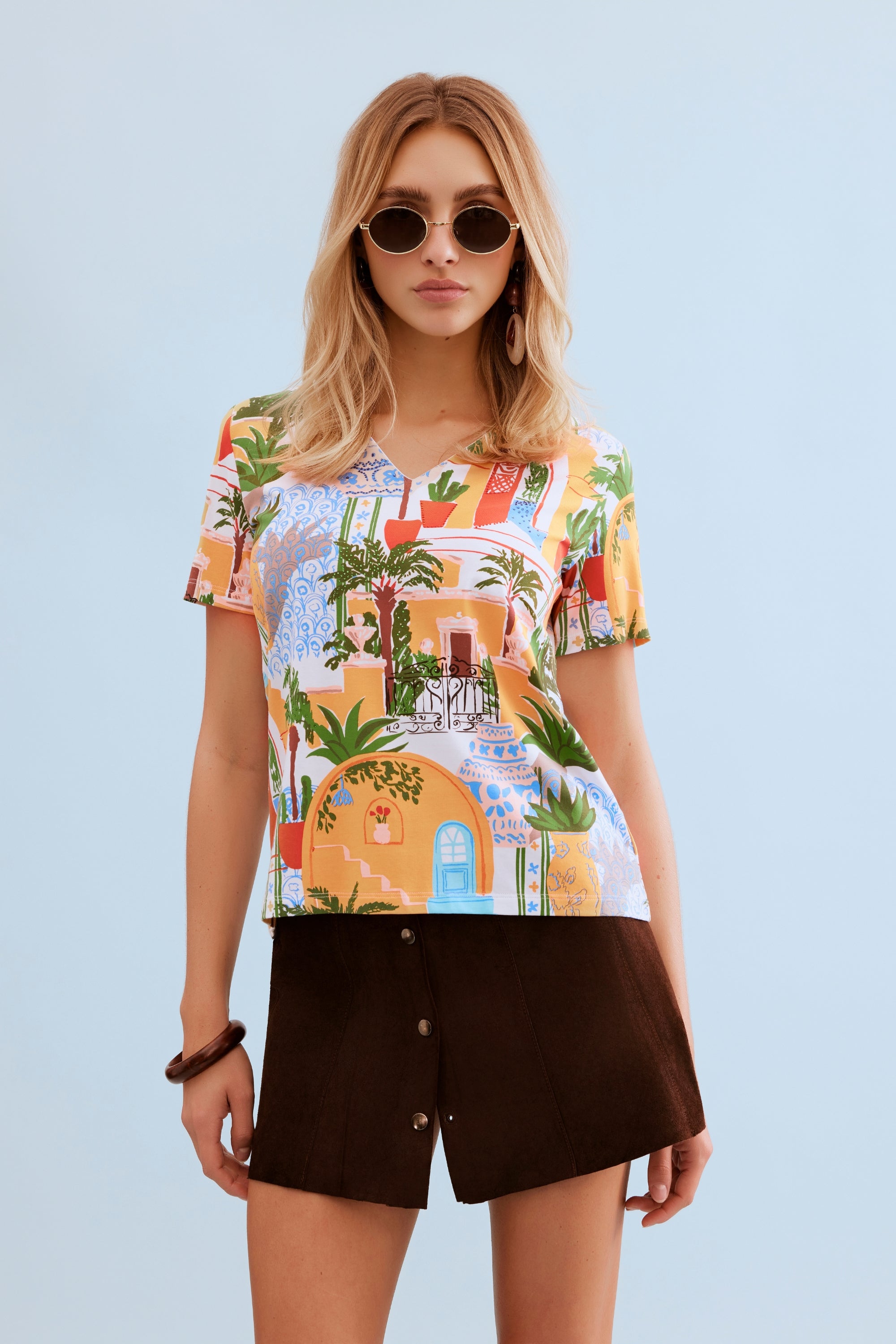 T-shirt imprimé paysage méditerranéen