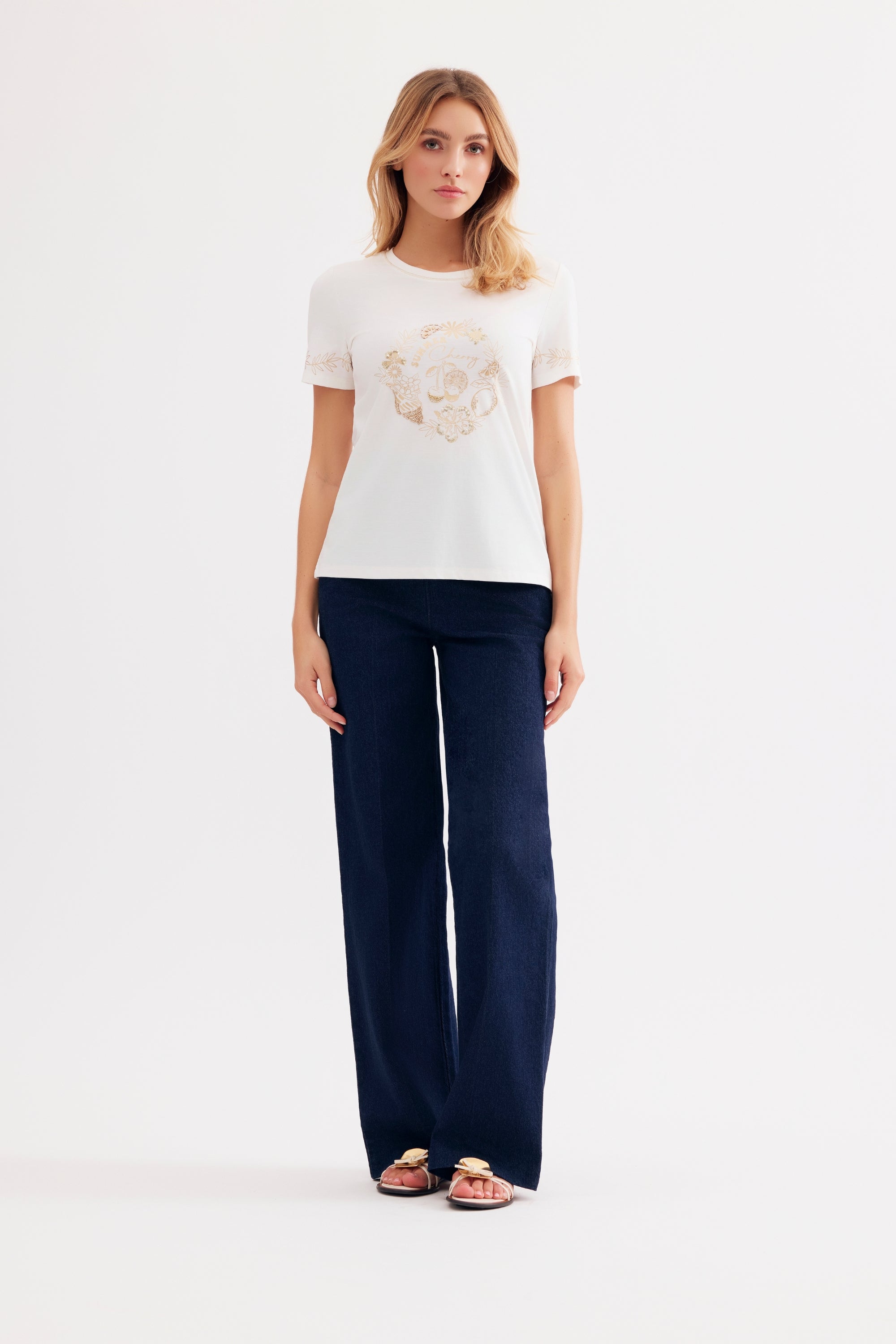 T-shirt imprimé Summer Cherry écru