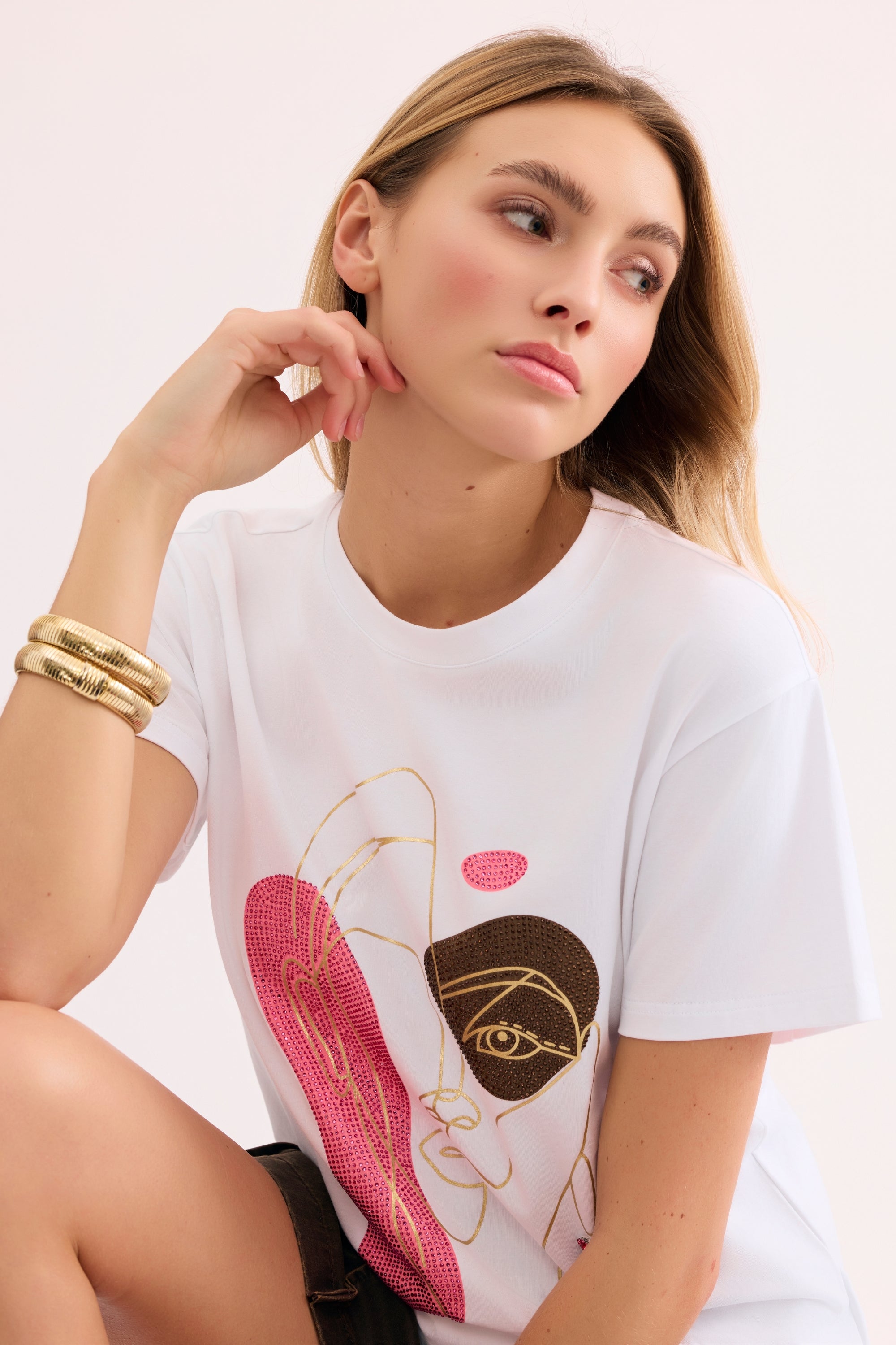 T-shirt imprimé visage graphique
