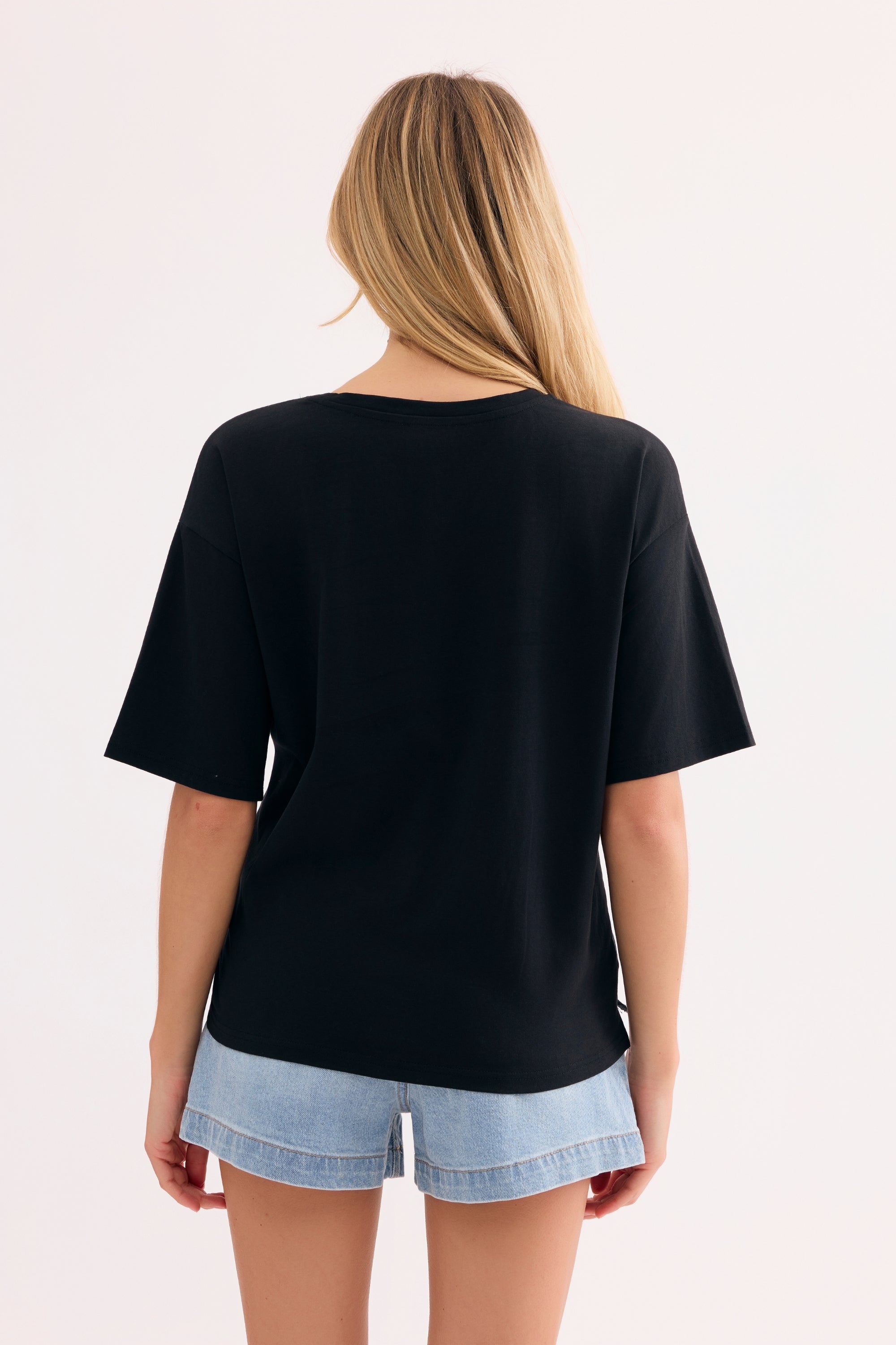 T-shirt oversize imprimé félin arty noir