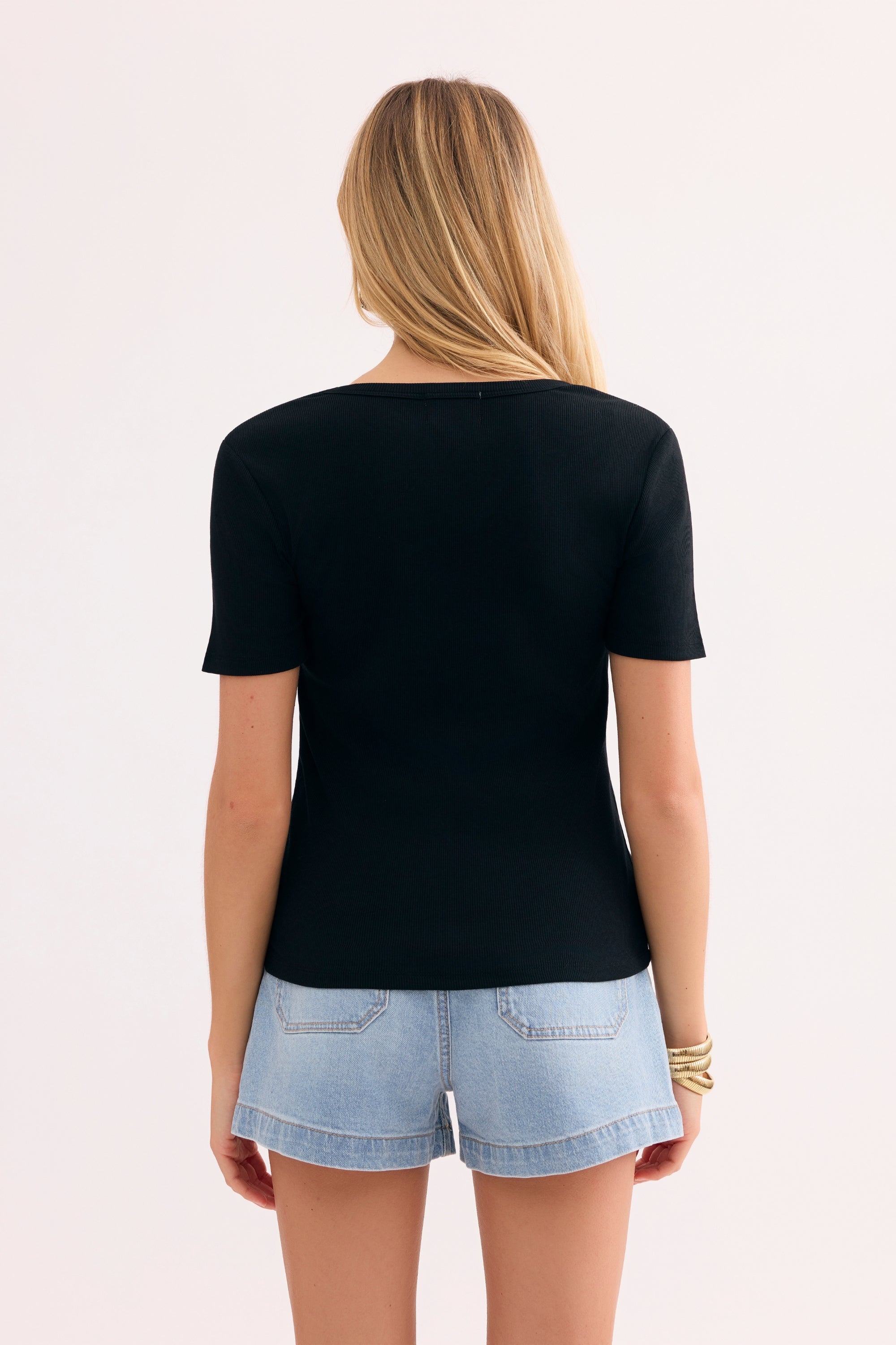 T-shirt basique col rond noir
