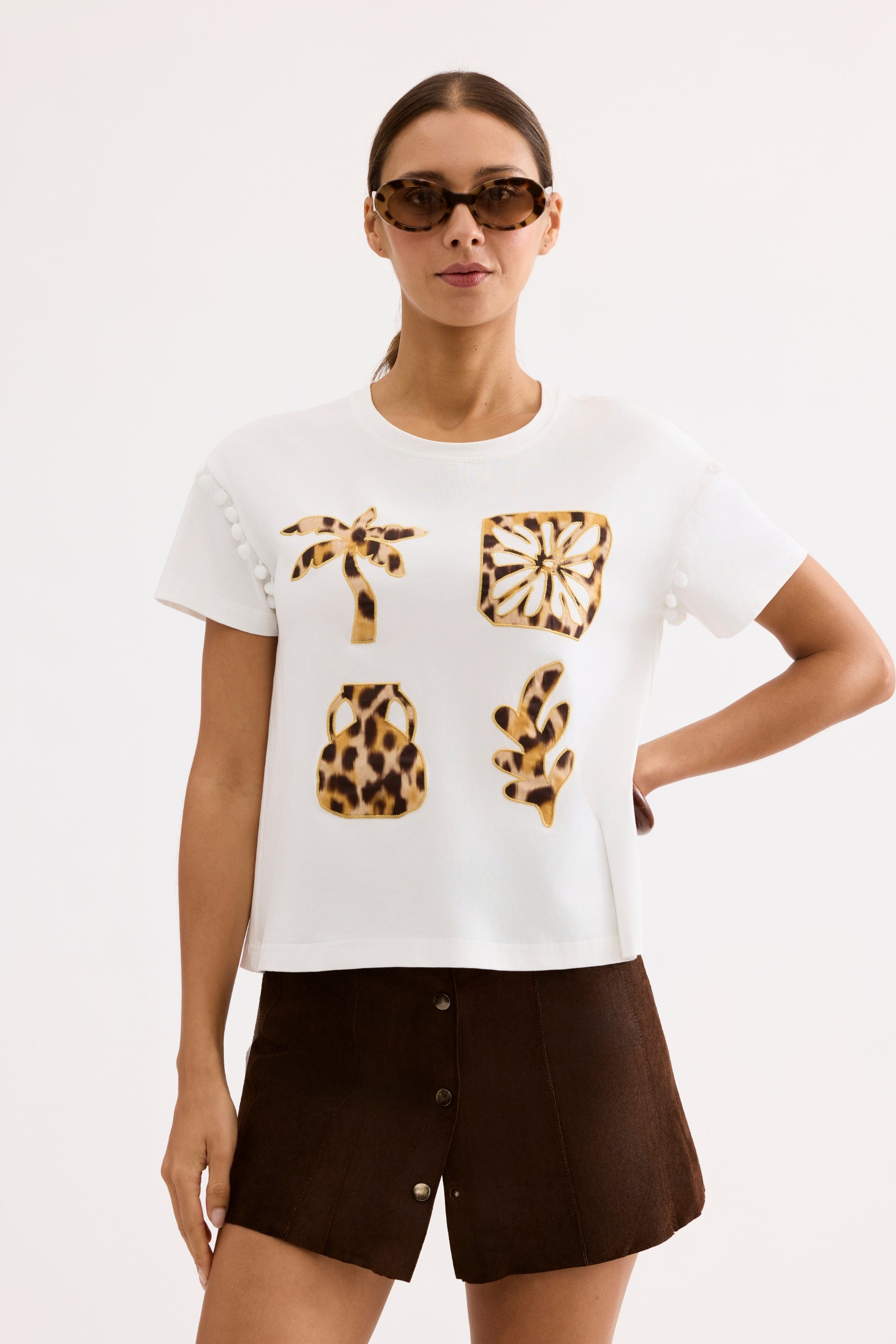 T-shirt coton motifs léopard chic