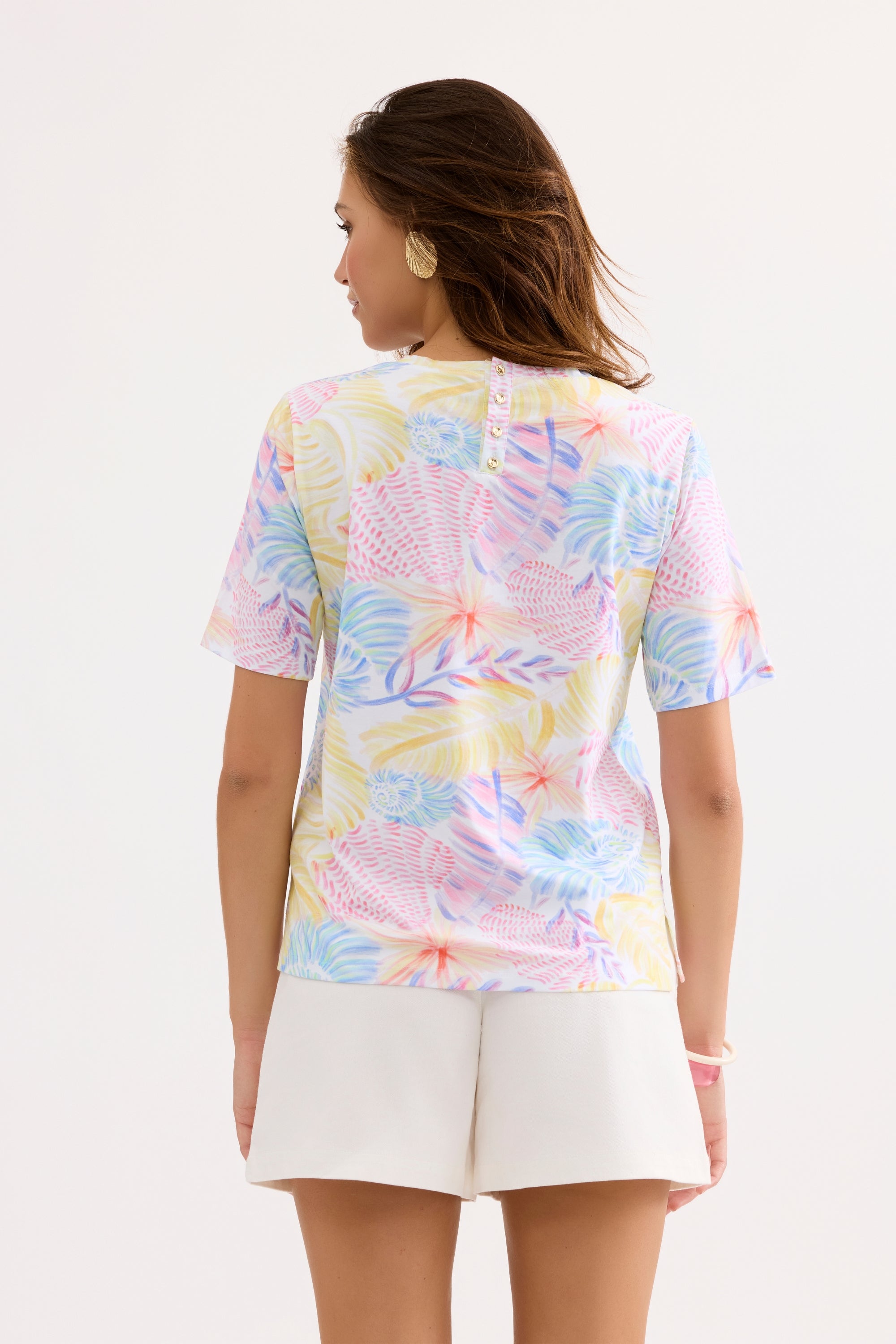 T-shirt imprimé pastel col V