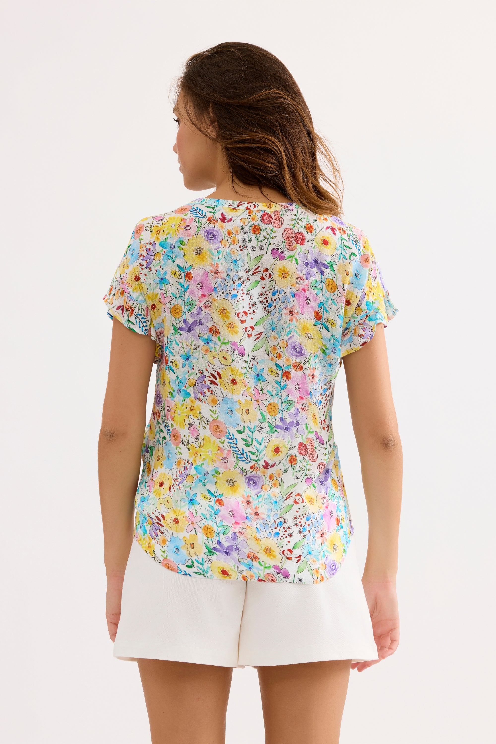 Chemise imprimée fleurs multicolores