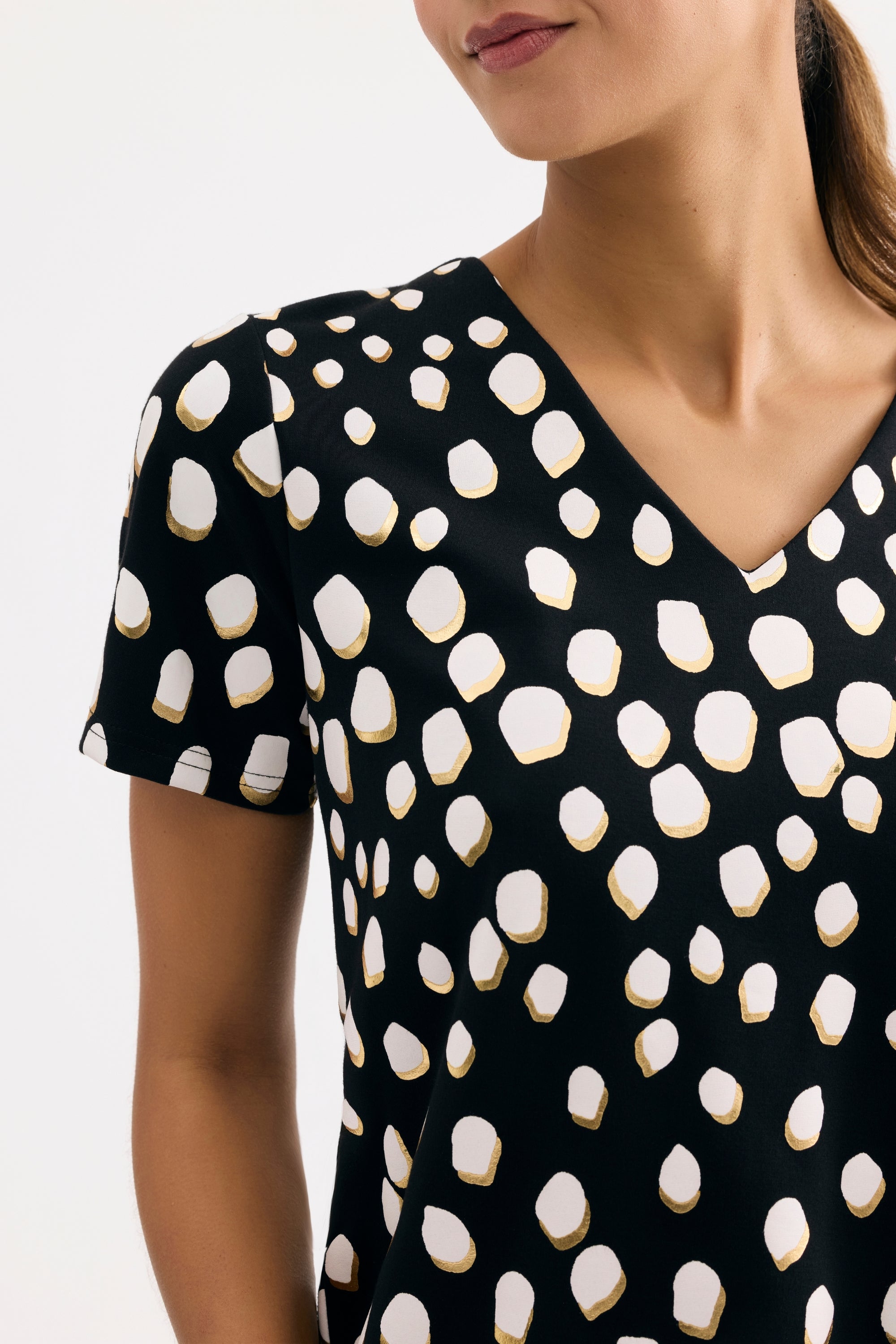 T-shirt imprimé pois graphiques noir