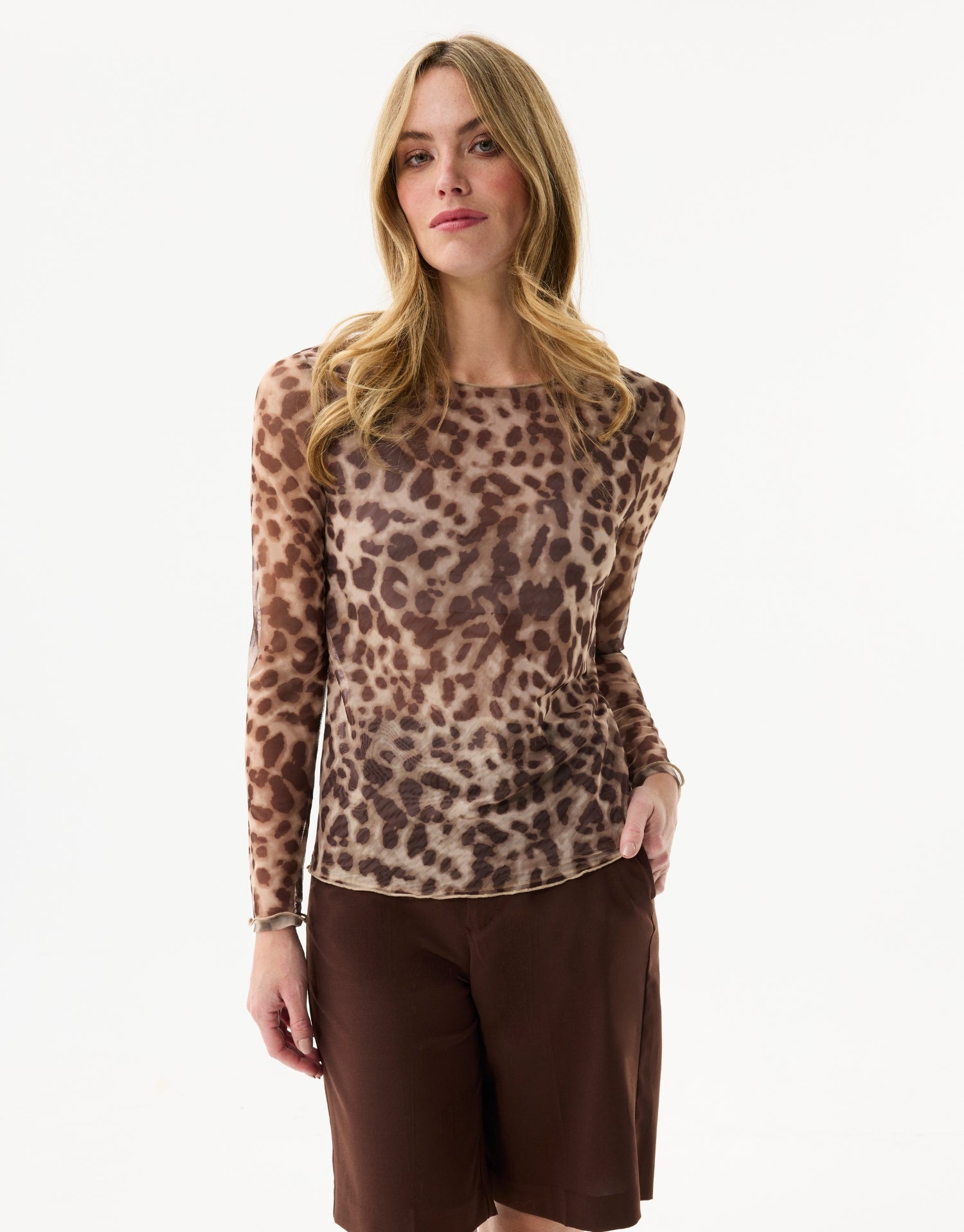 Top imprimé léopard marron