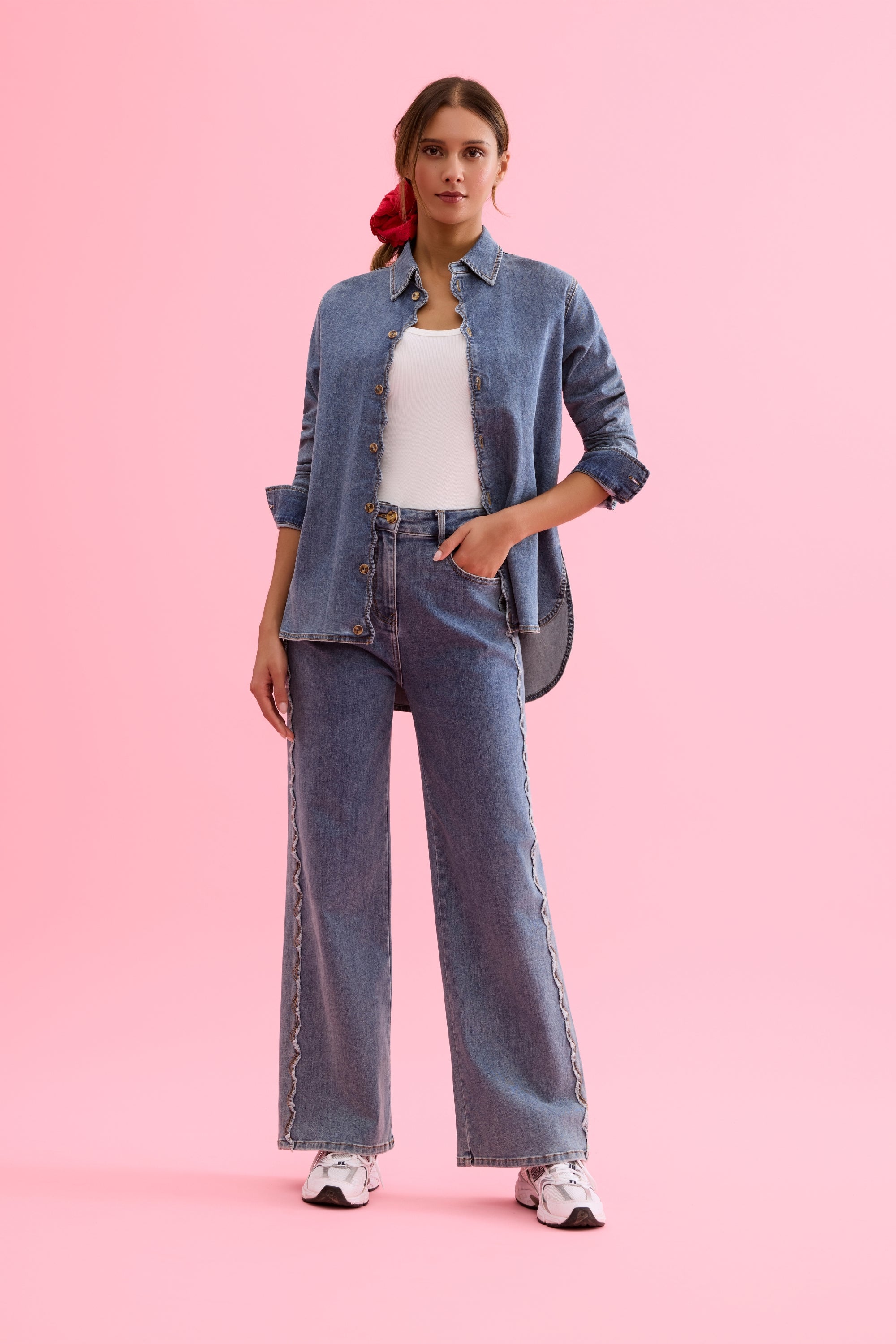 Chemise en denim bleue