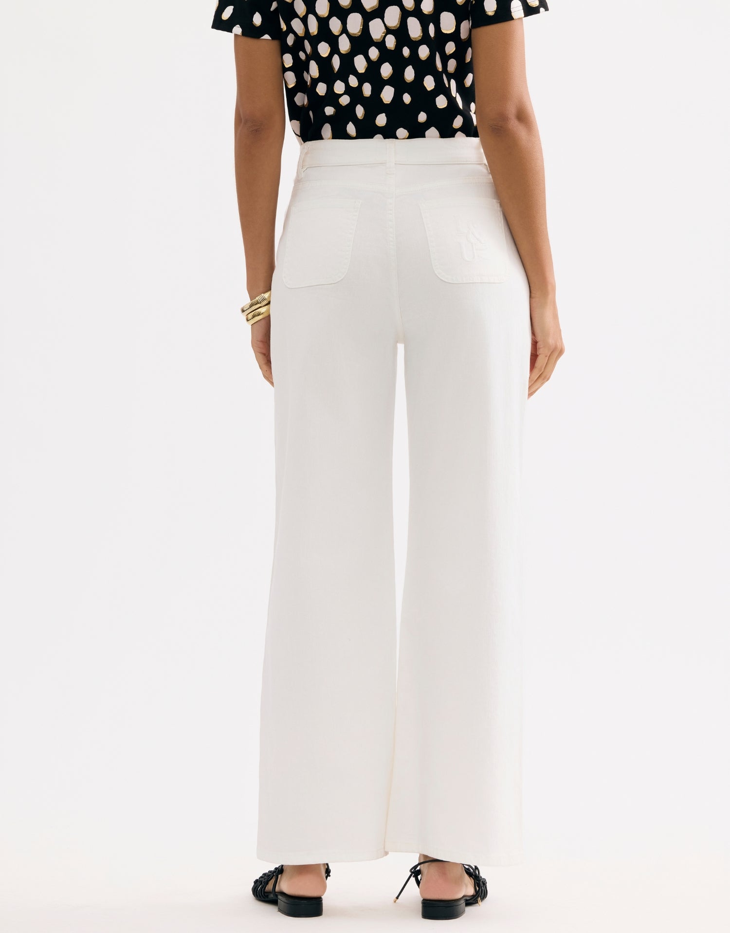 Jean droit détail ondulé blanc