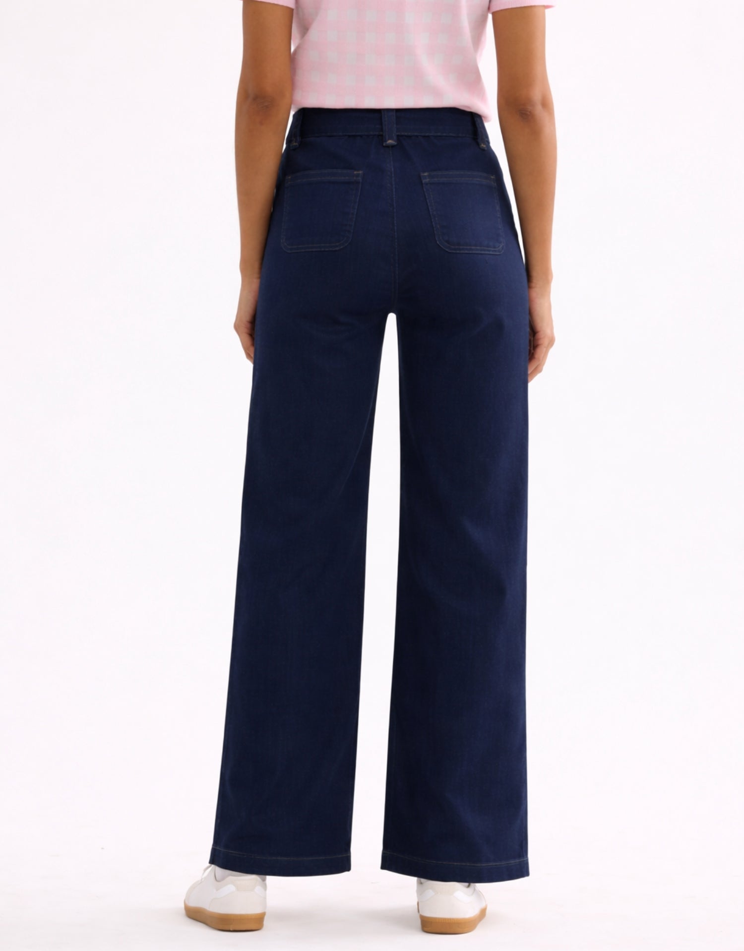 Jean large taille haute bleu marine