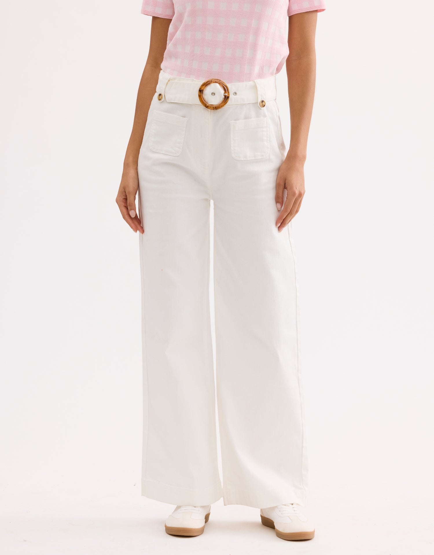 Jean large taille haute blanc