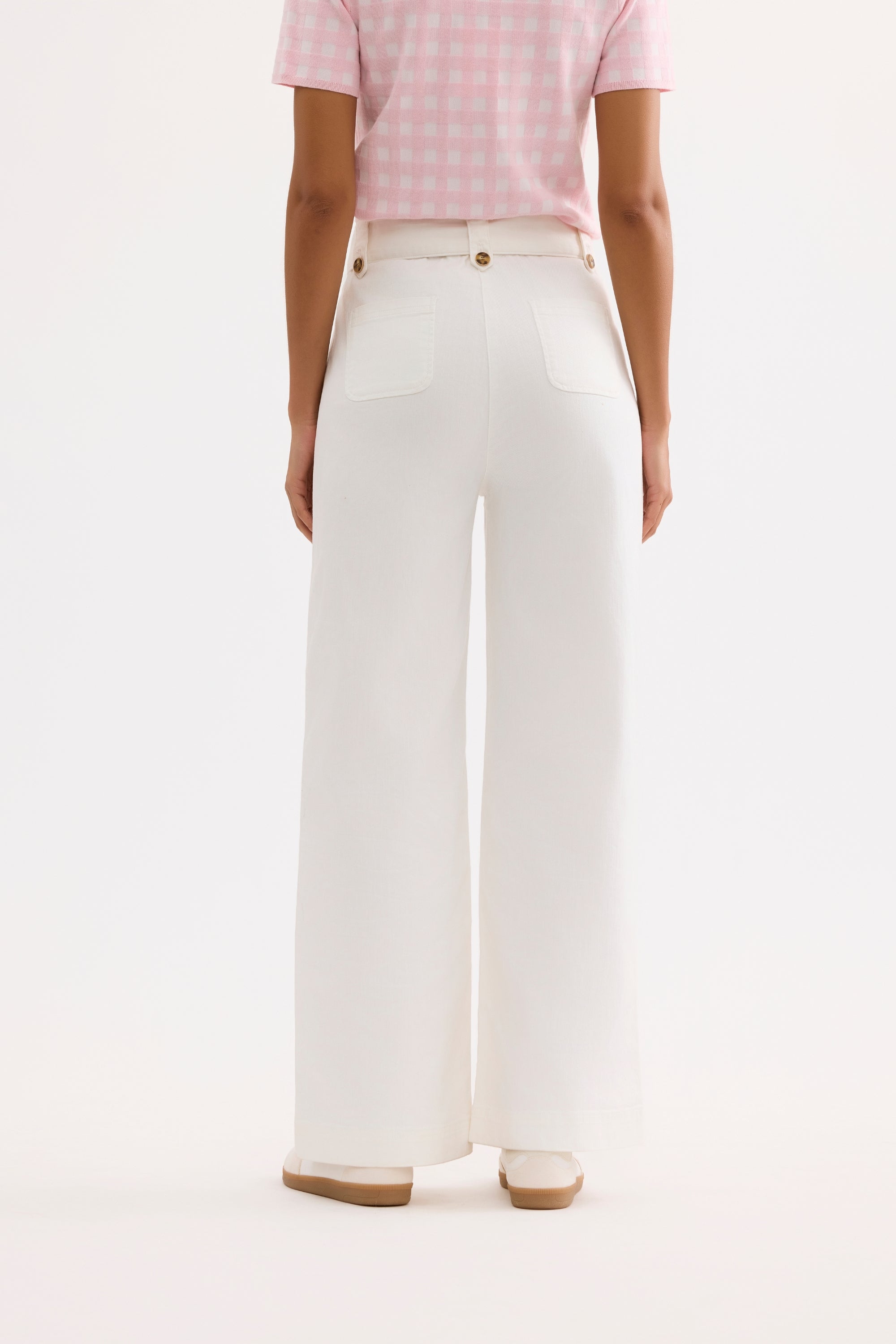 Jean large taille haute écru