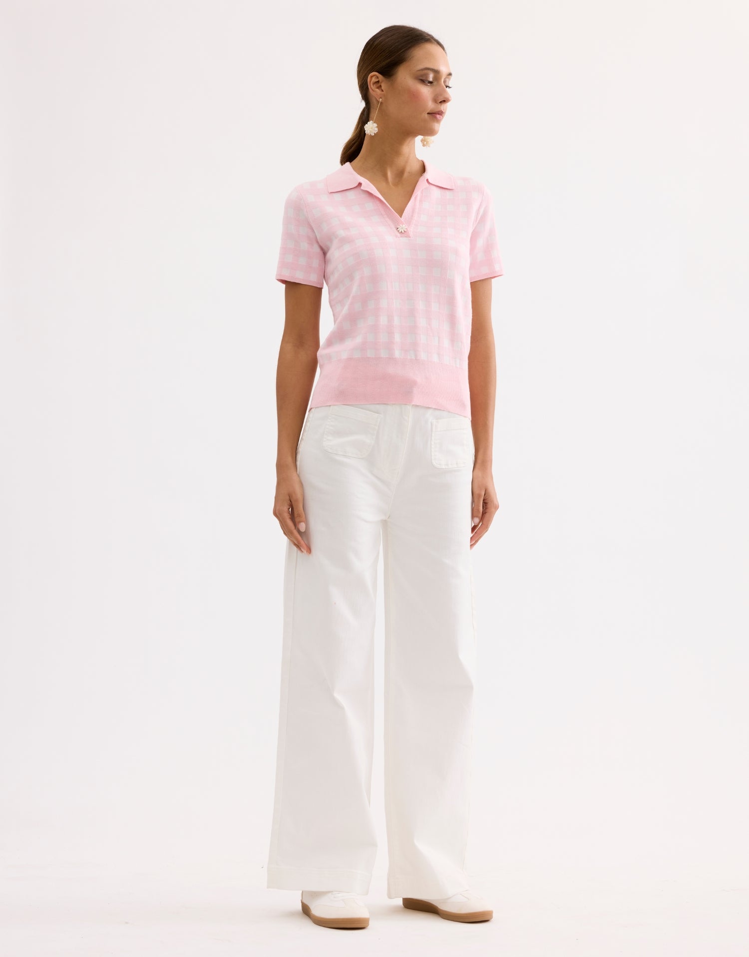 Jean large taille haute blanc