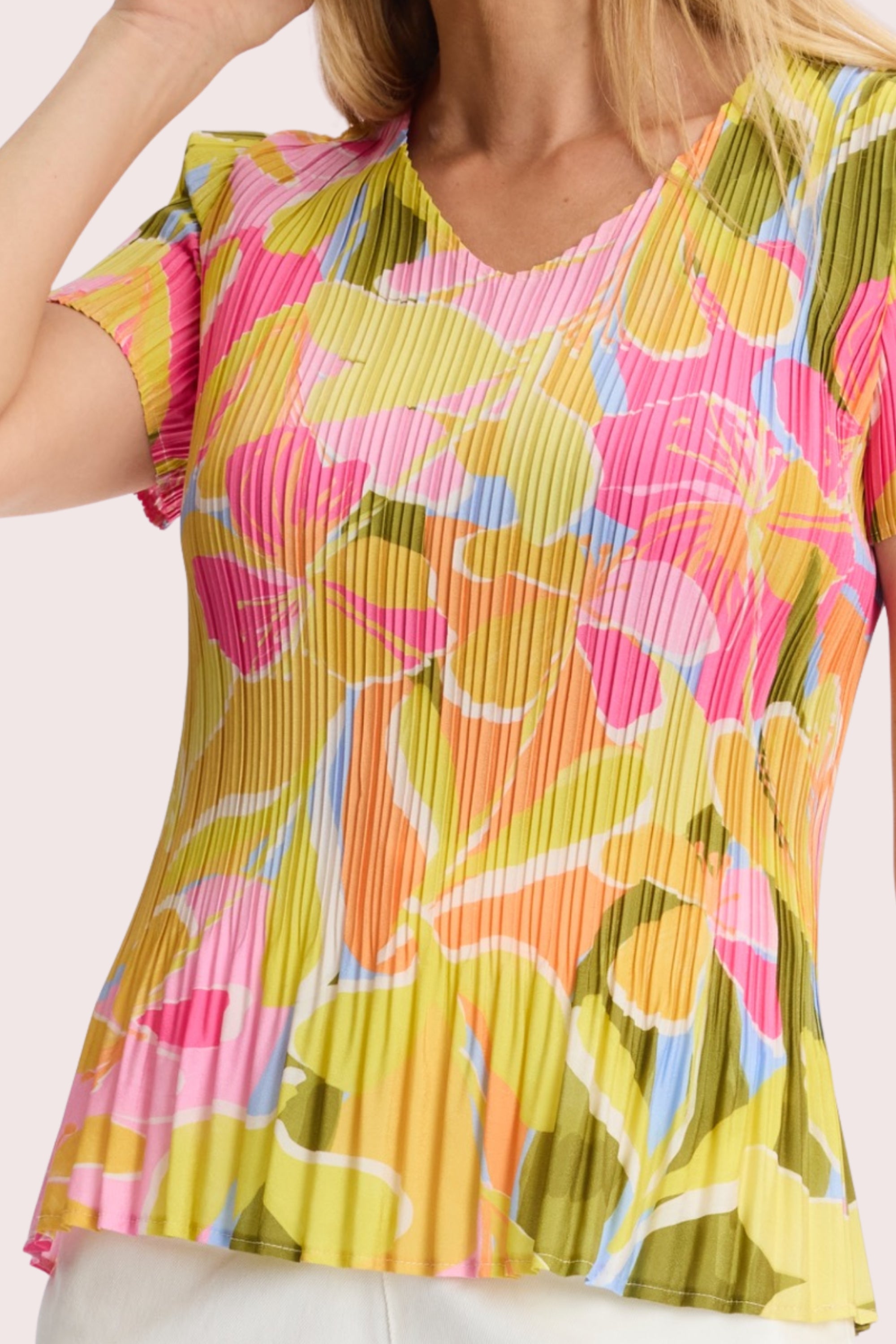 T-shirt plissé imprimé floral