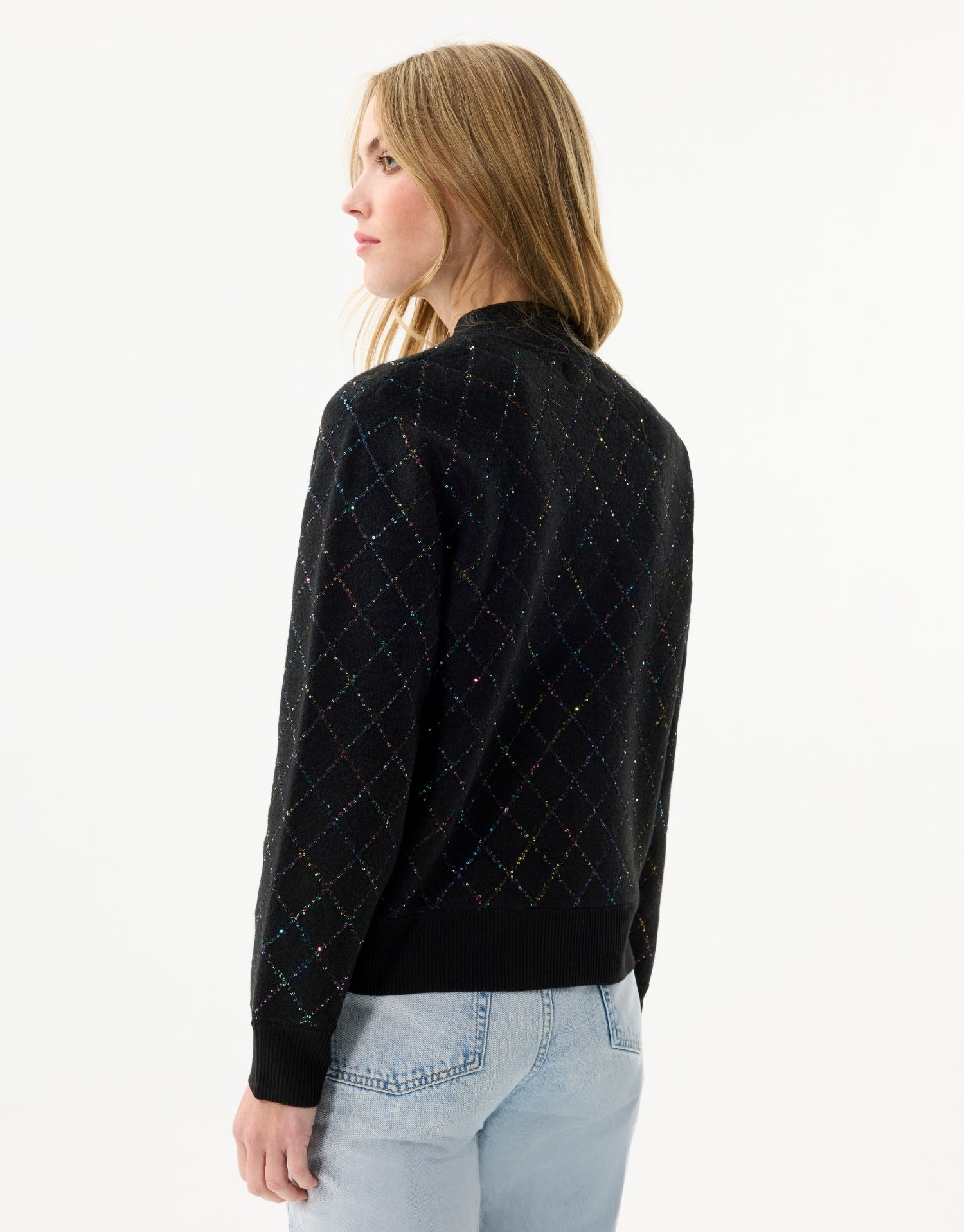 Gebreid vest met glinsterend ruitpatroon van wol