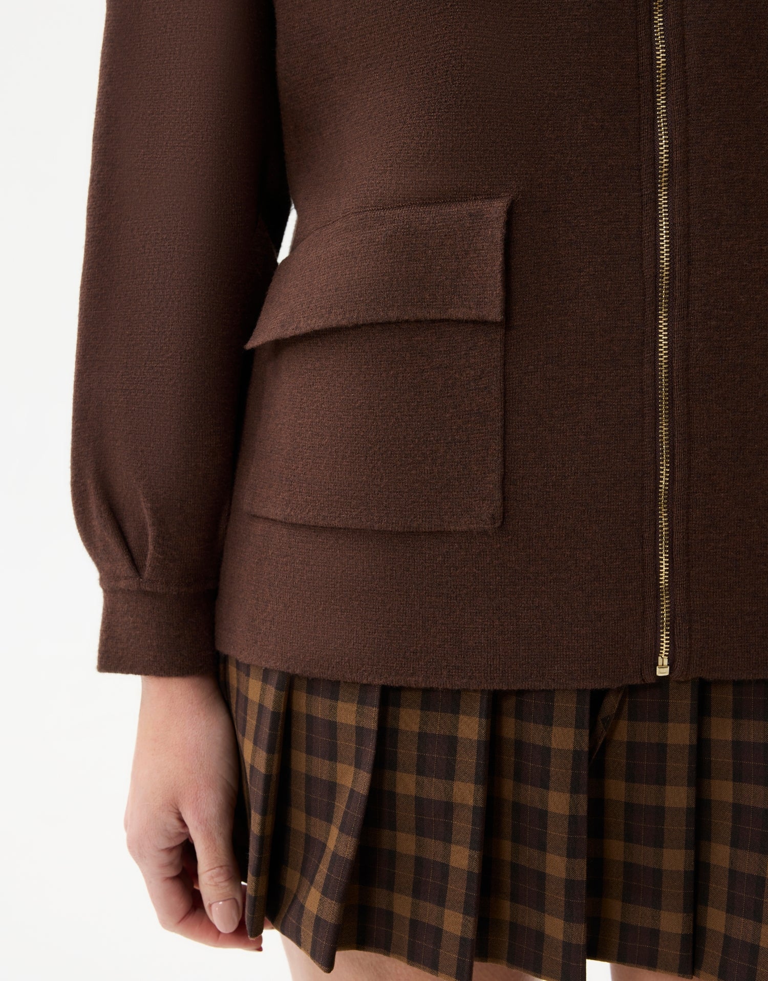 Veste zippée col fausse fourrure