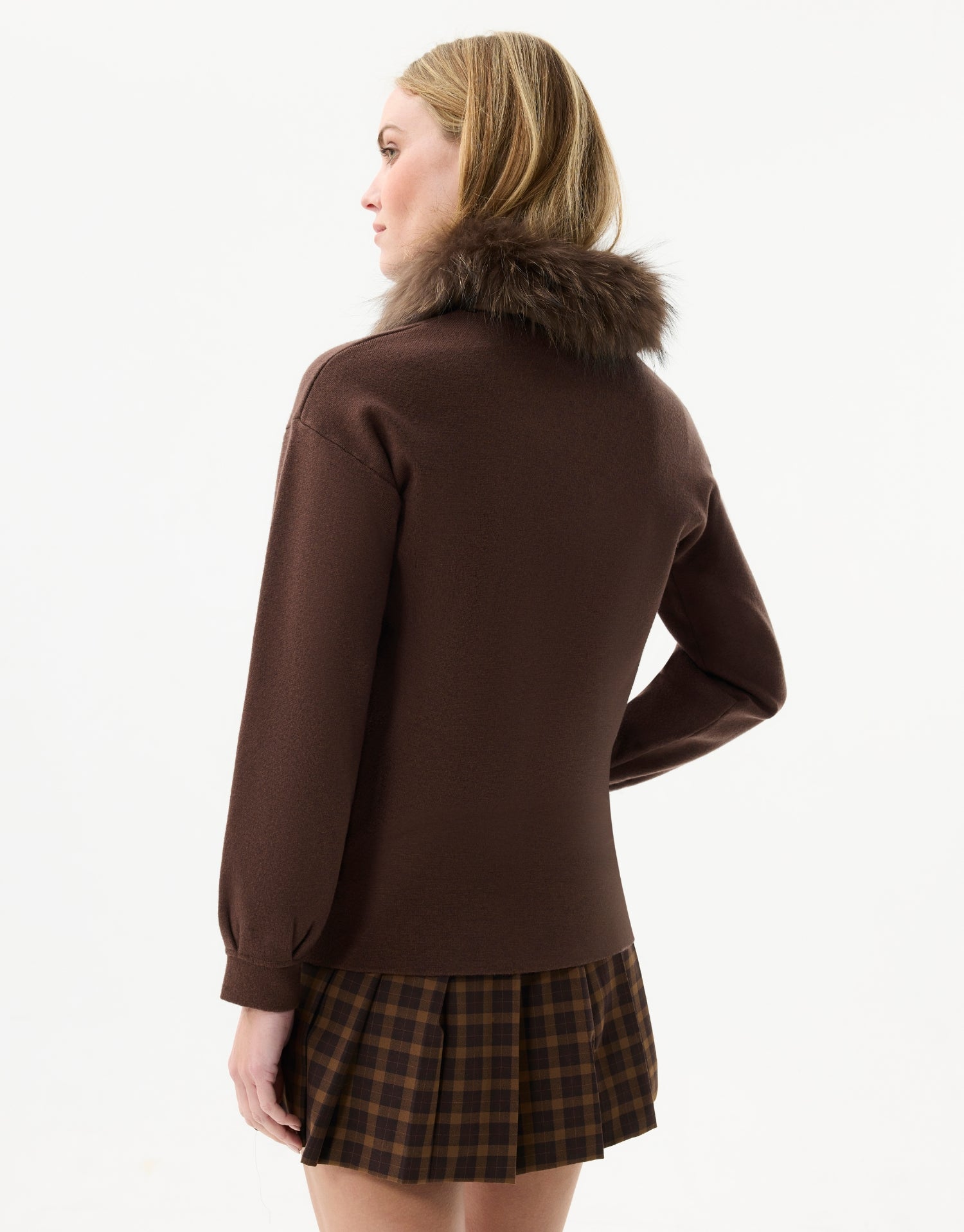 Veste zippée col fausse fourrure