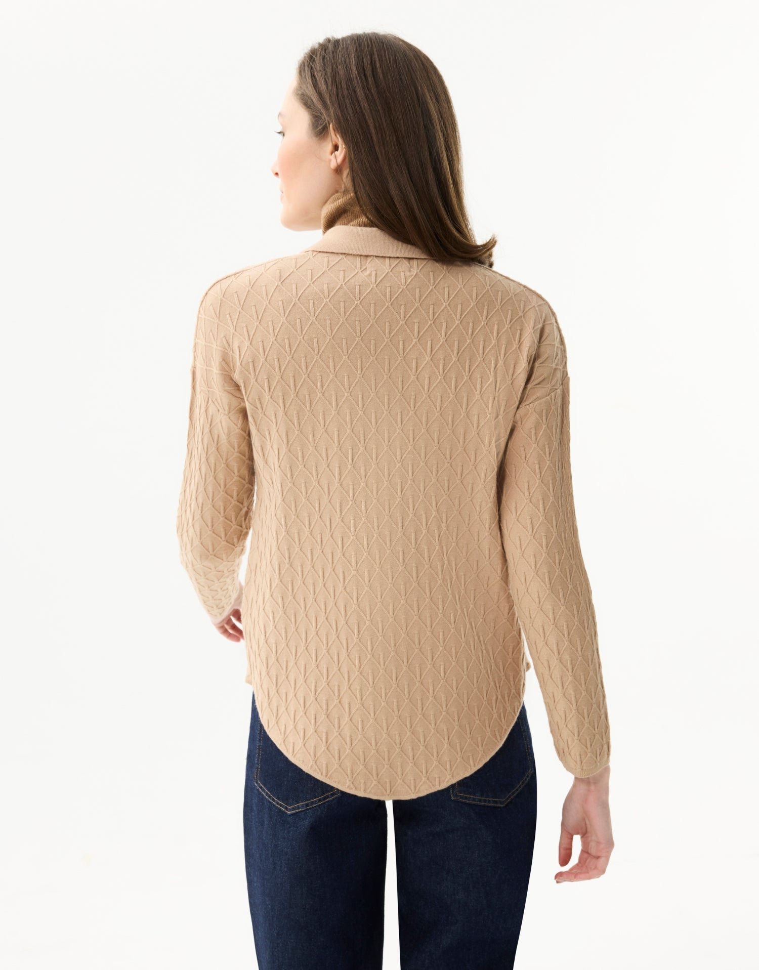 Cardigan texturé à boutons dorés beige