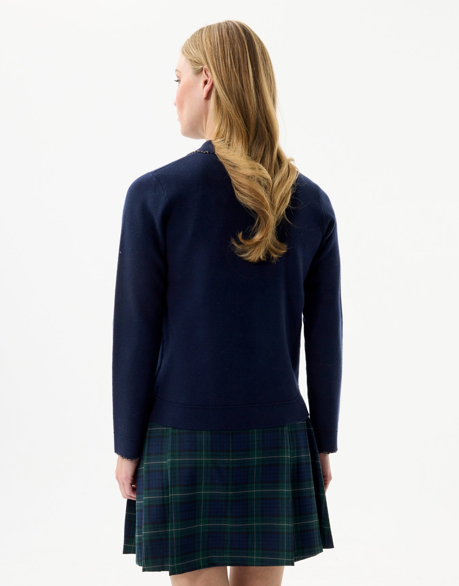 Cardigan chic à poches plaquées bleu marine