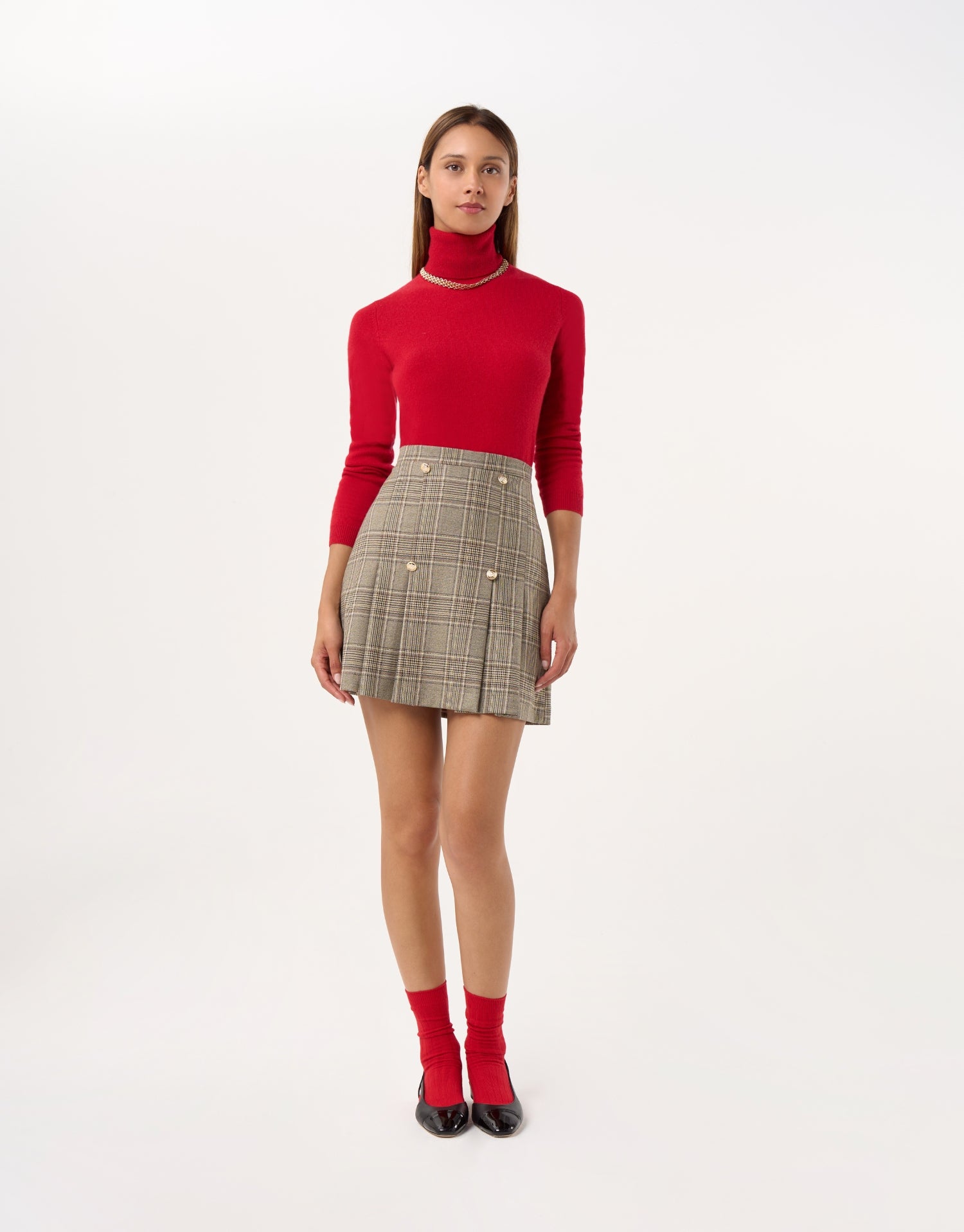 Gonna corta a quadri chic Leo et Ugo