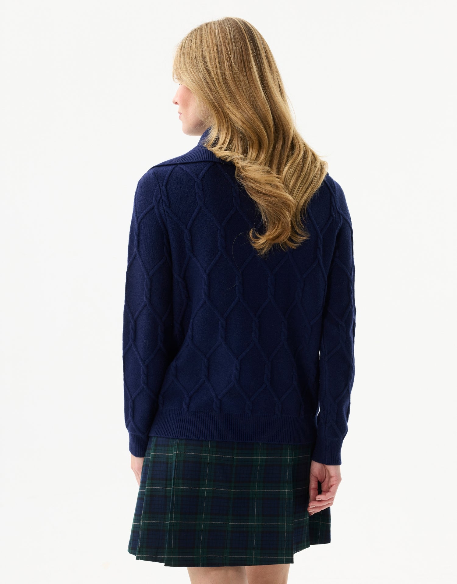 Zip-up collar sweater in textured knit
