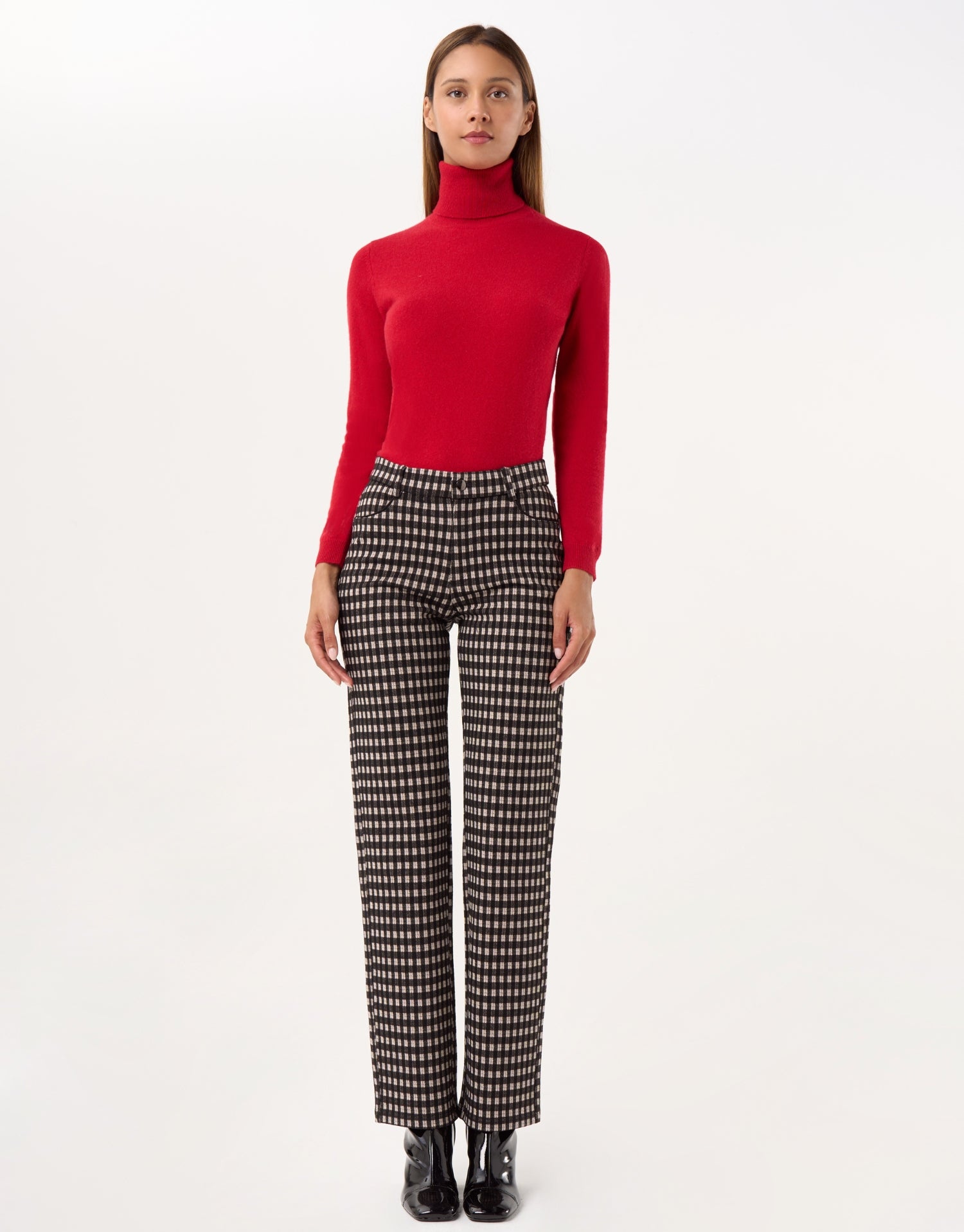 Straight plaid pants