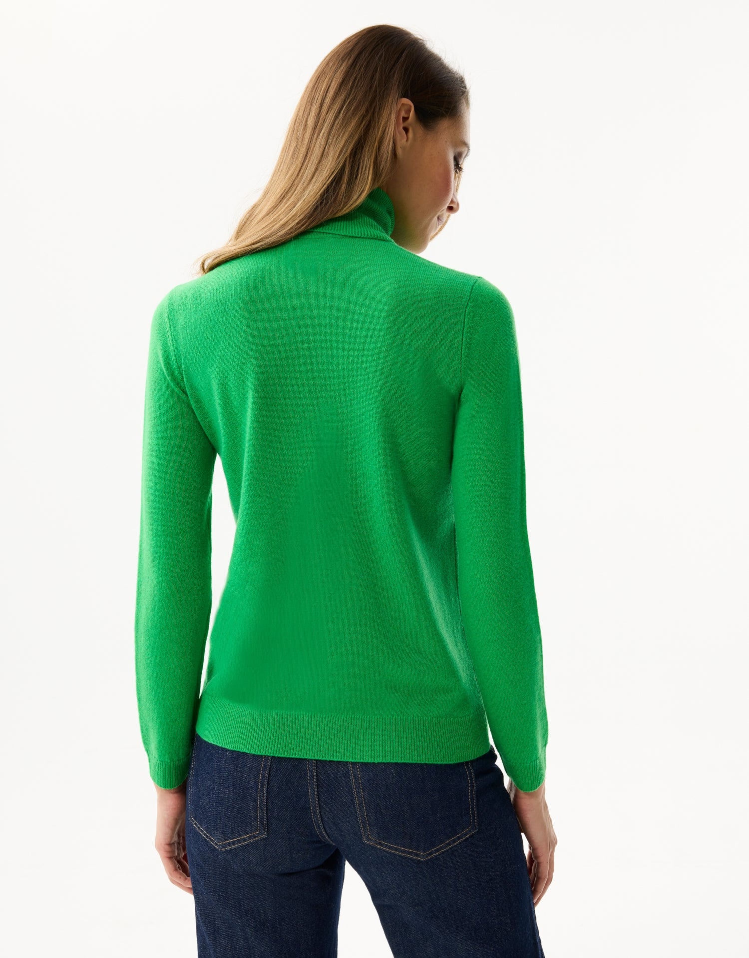 Pull col roulé 100% cachemire vert