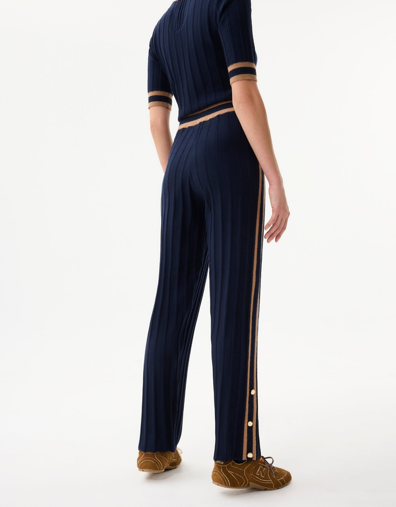 Pantalon en maille rayée bleu marine