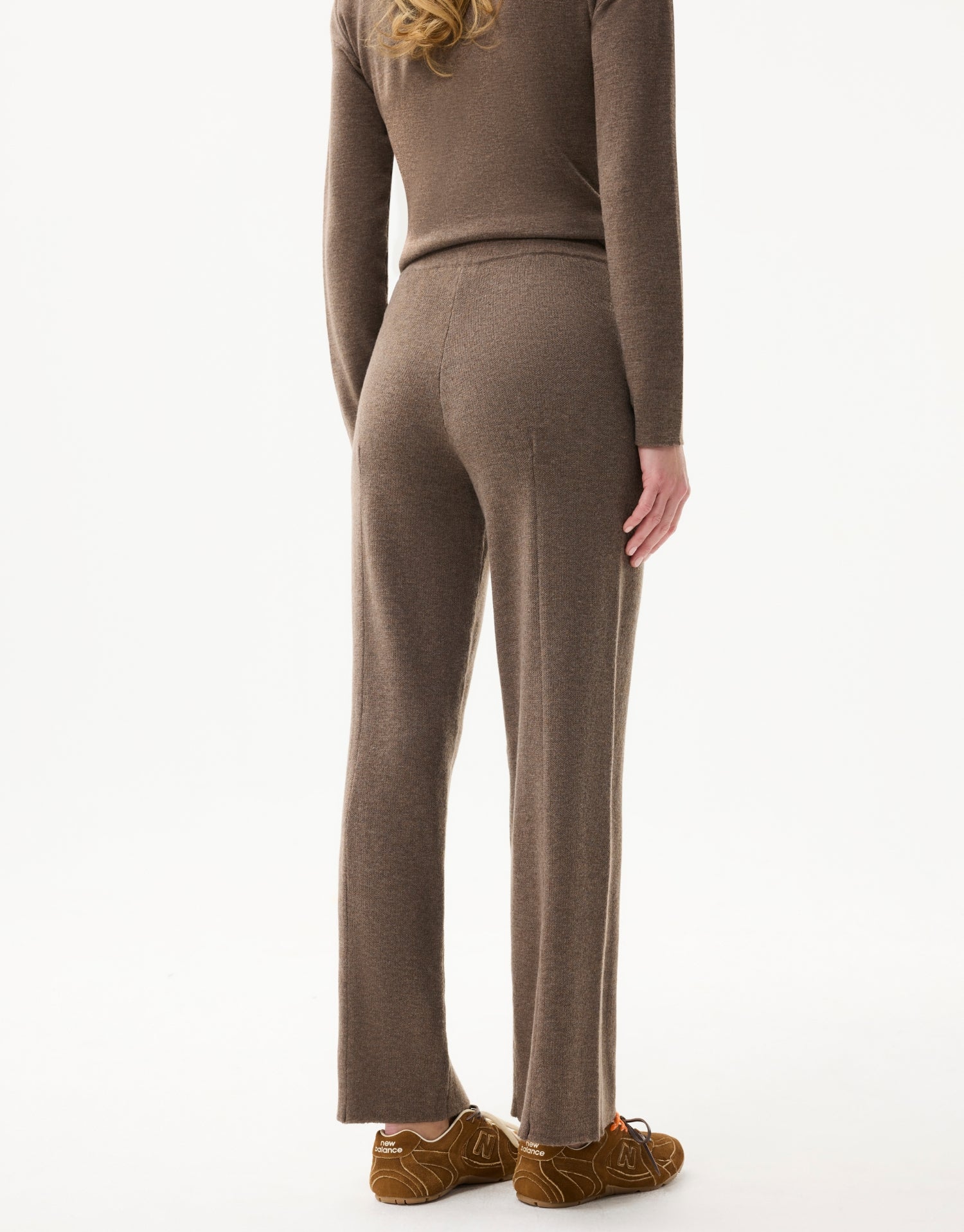 Pantalon maille droit taupe