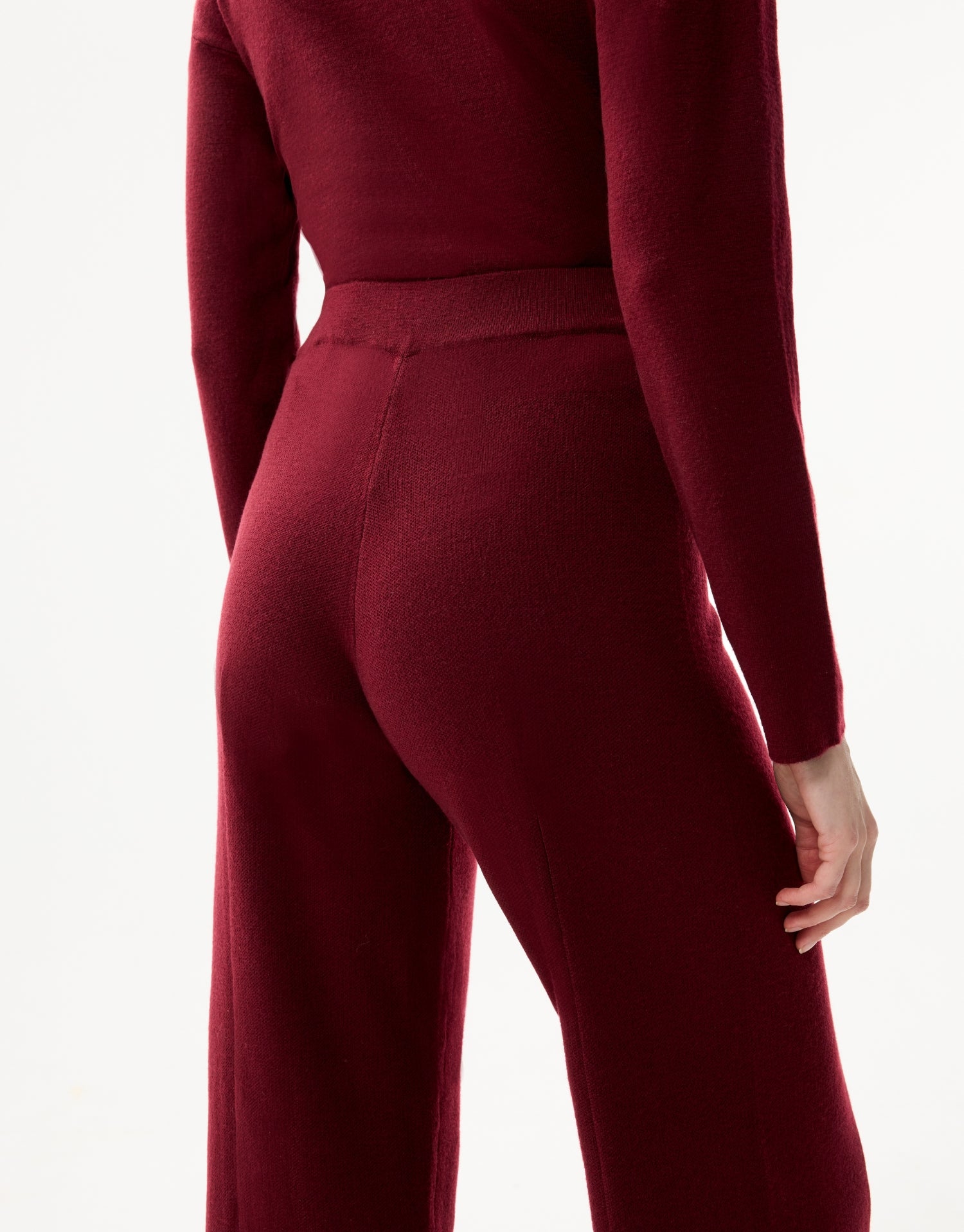 Pantalon maille droit bordeaux