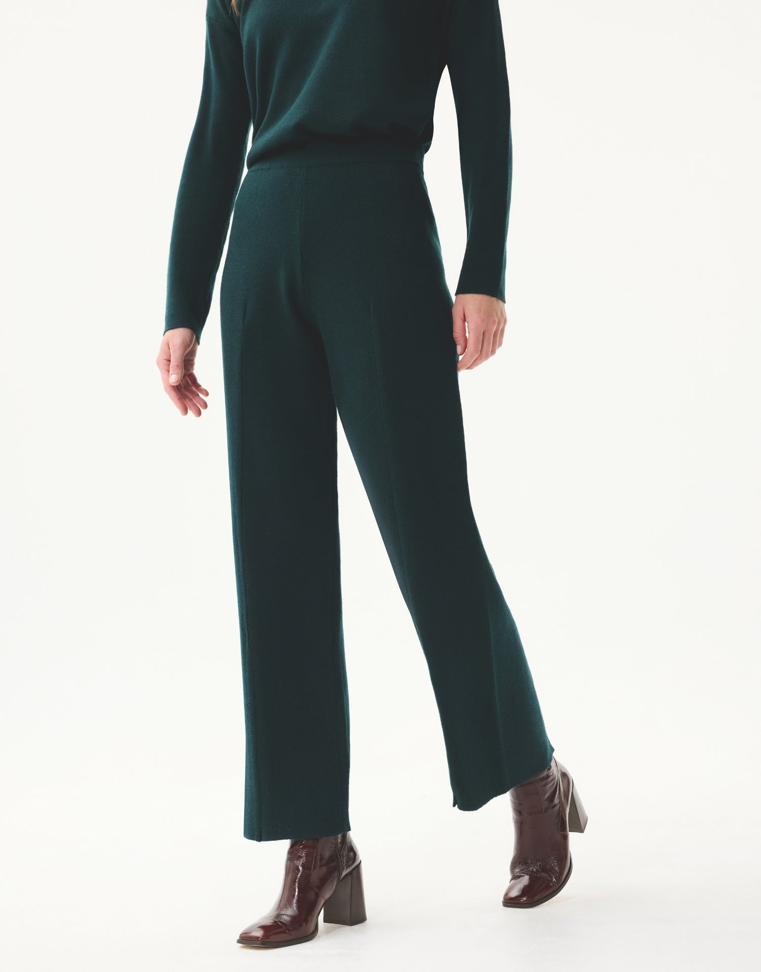Pantalon maille droit vert
