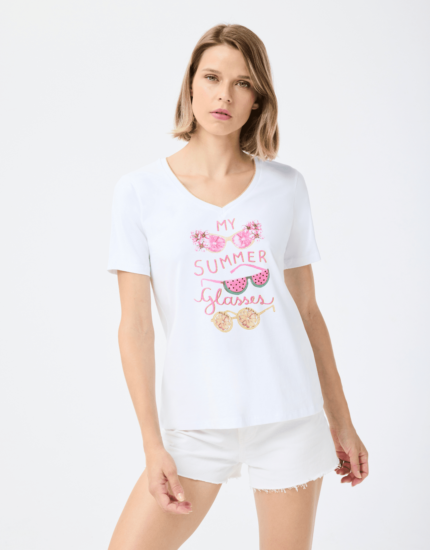 T-shirt blanc motifs colorés