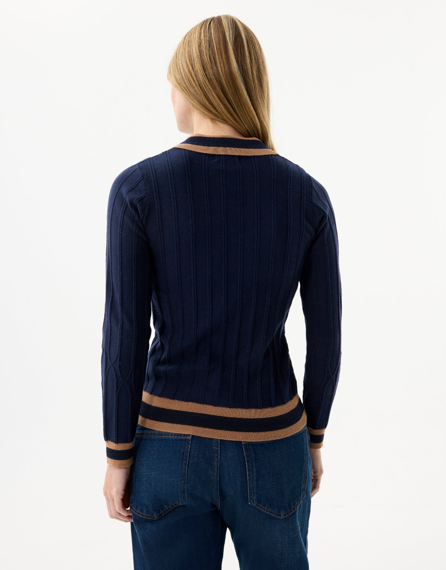 Pull côtelé chic bleu marine