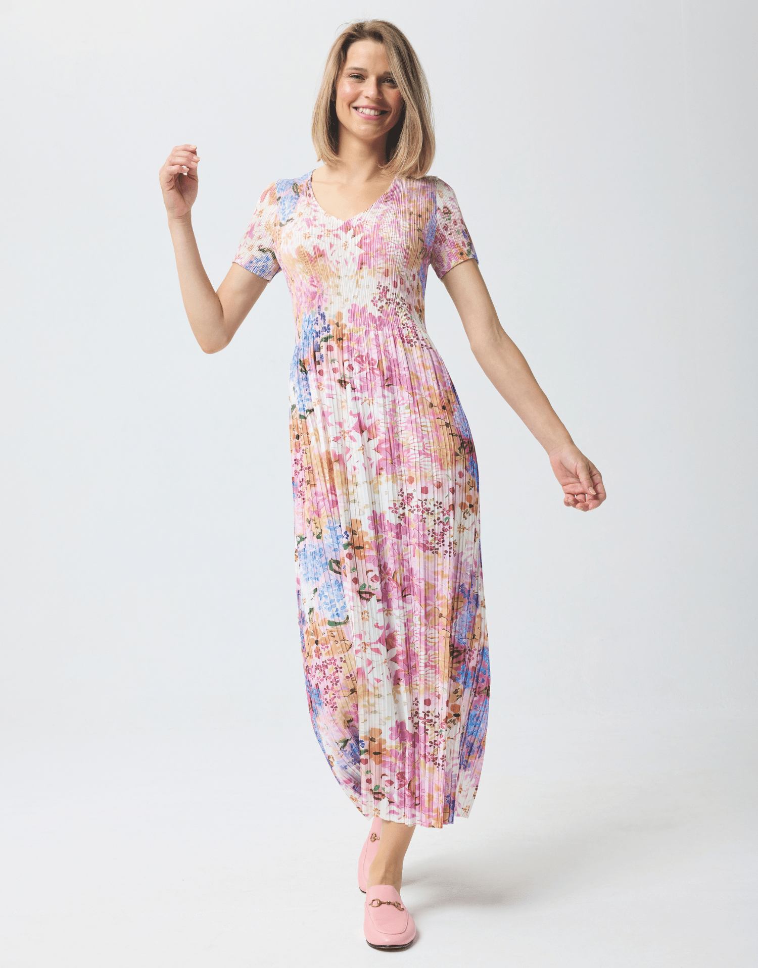 Robe longue plissée