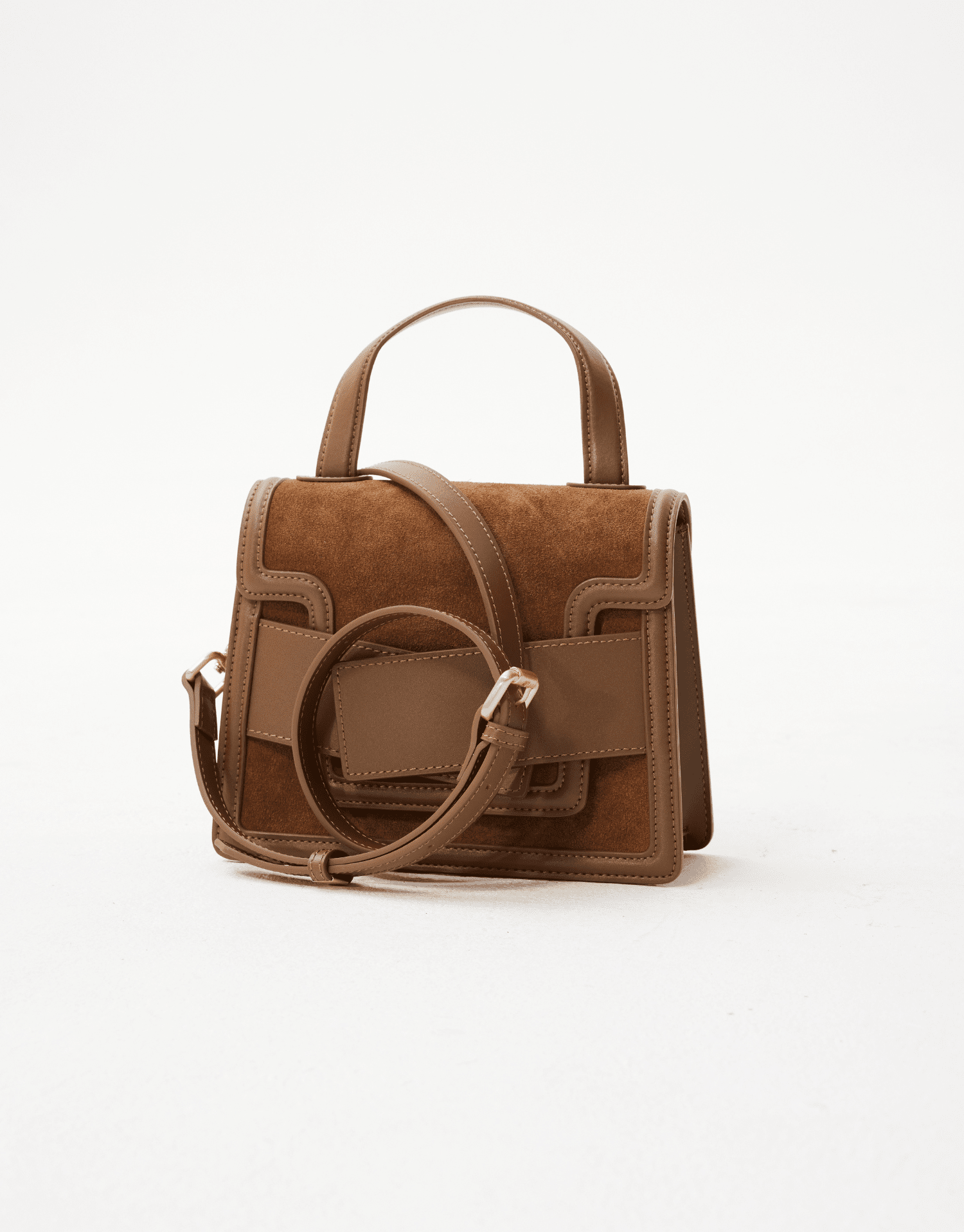 sac leo mini en cuir suede marron chocolat - elegant et tendance