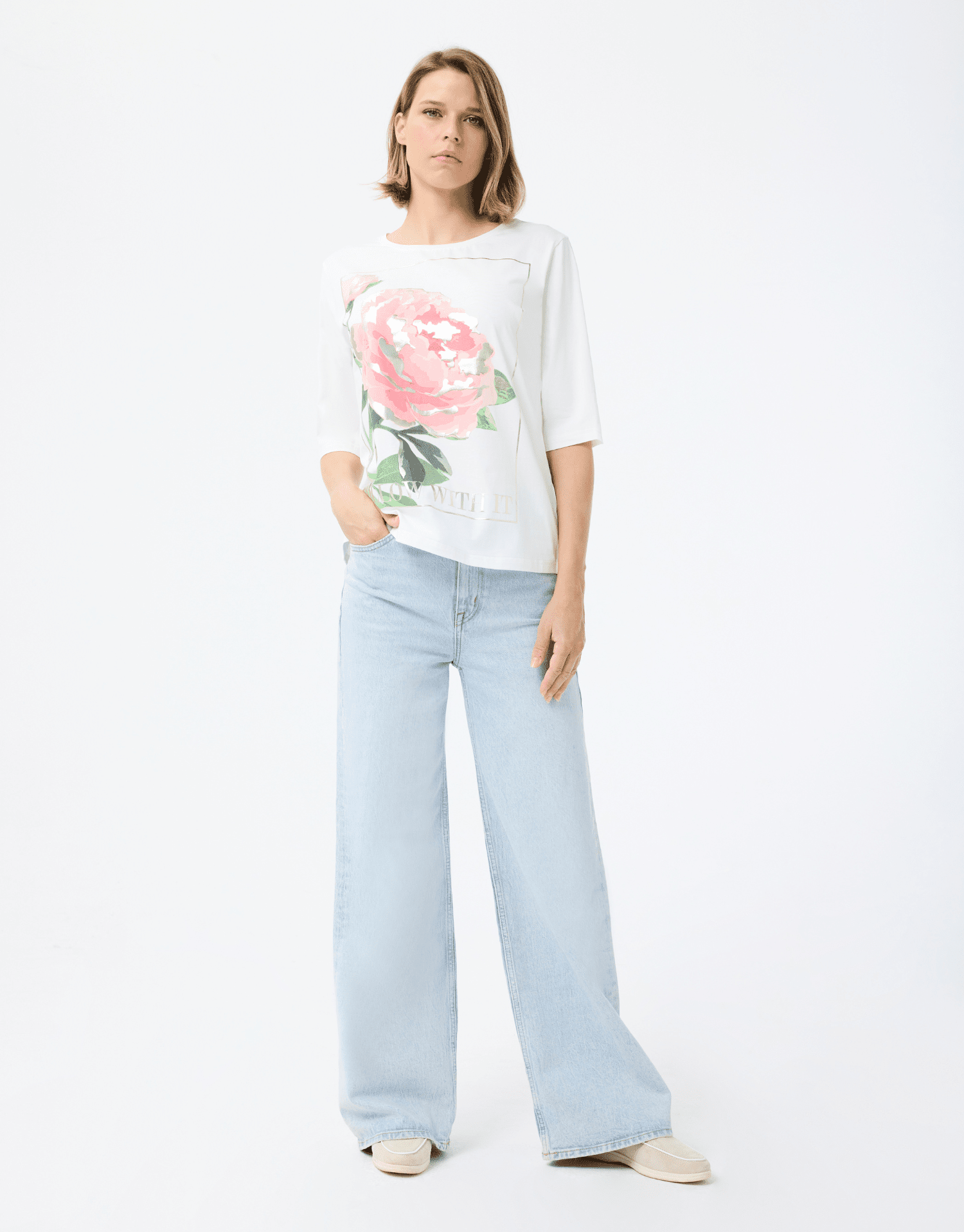 T-shirt en coton motif floral