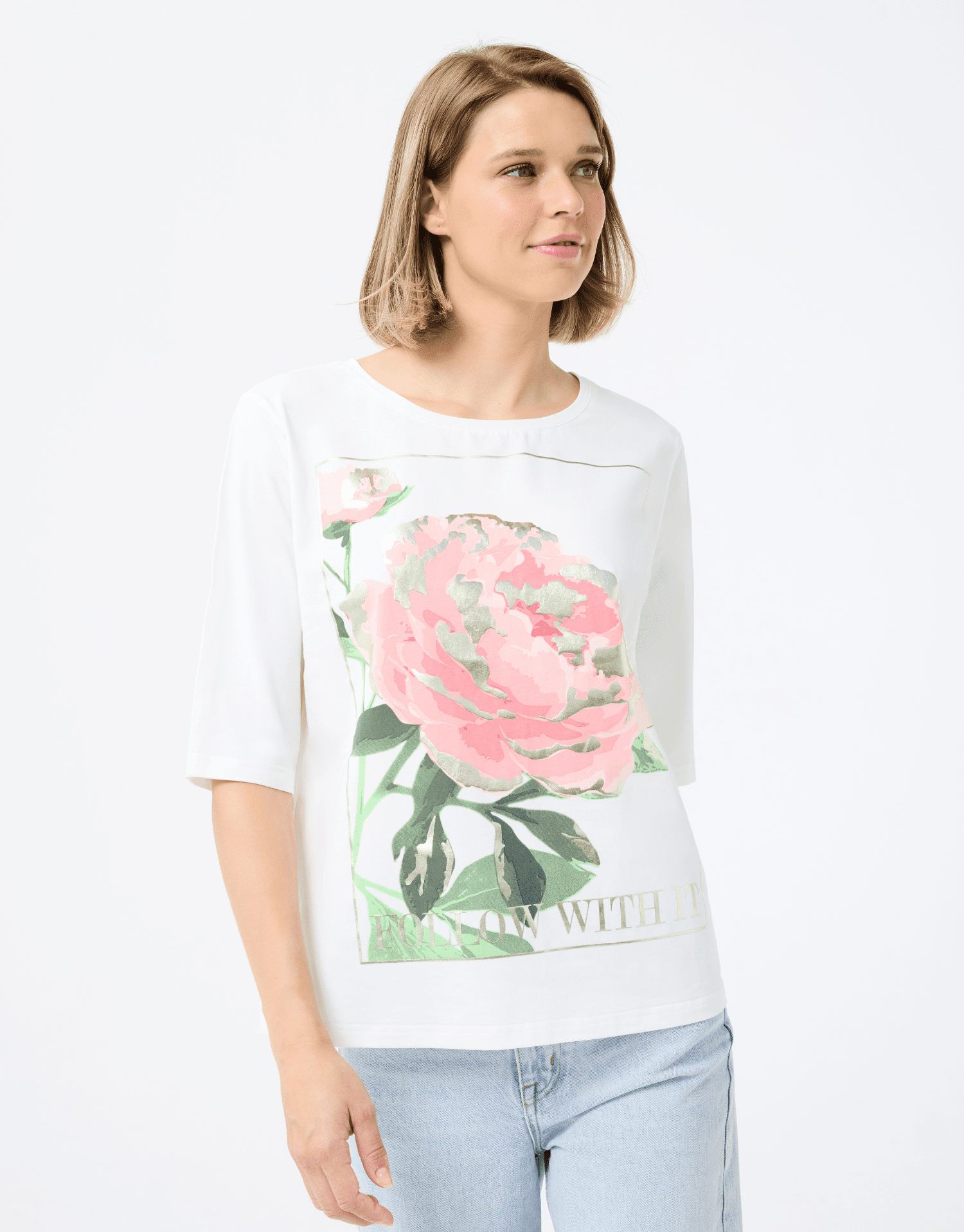 T-shirt en coton motif floral