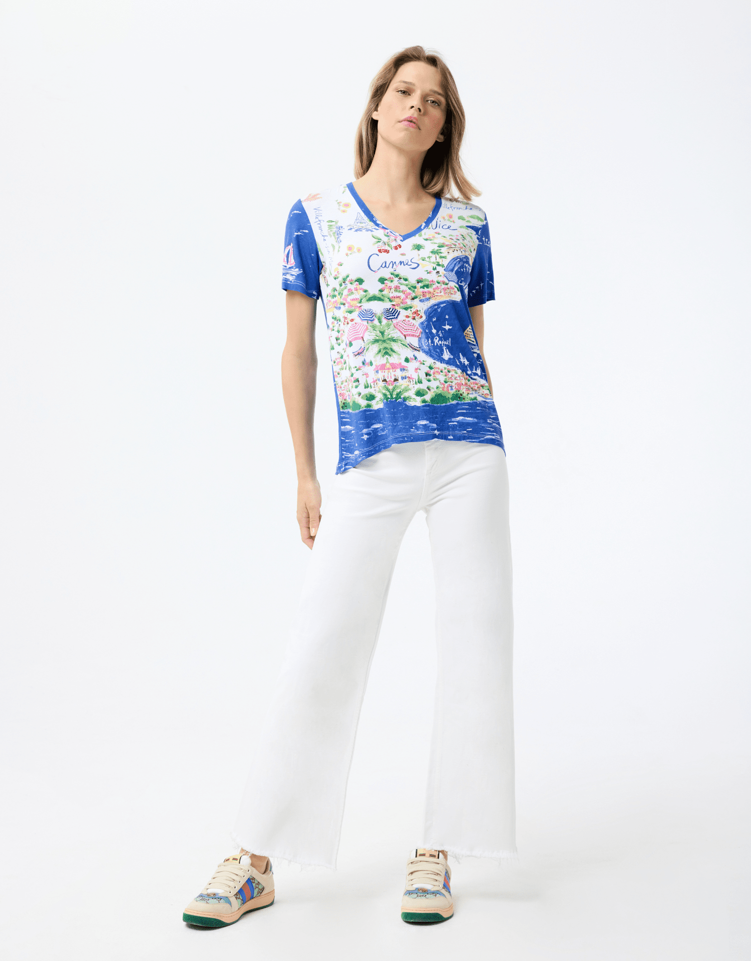 T-shirt bleu en coton