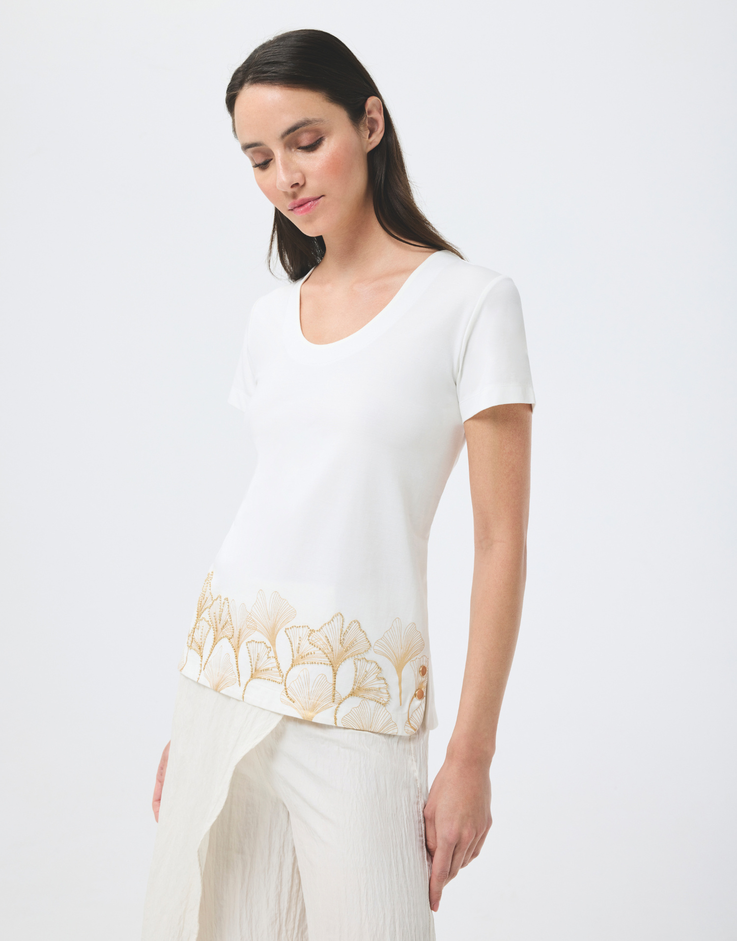 T-shirt Bali avec fleurs dorées