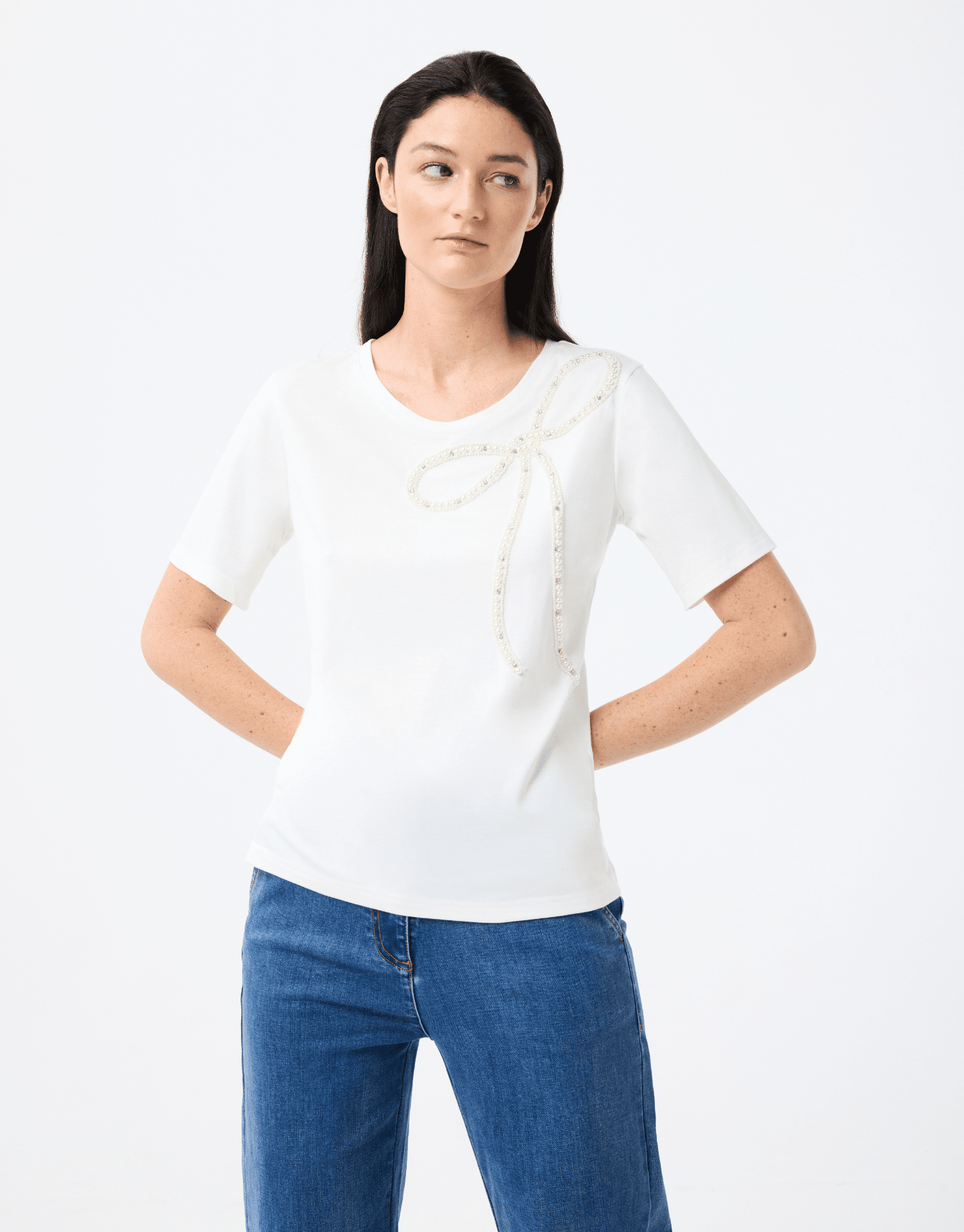 T-shirt détails perlés