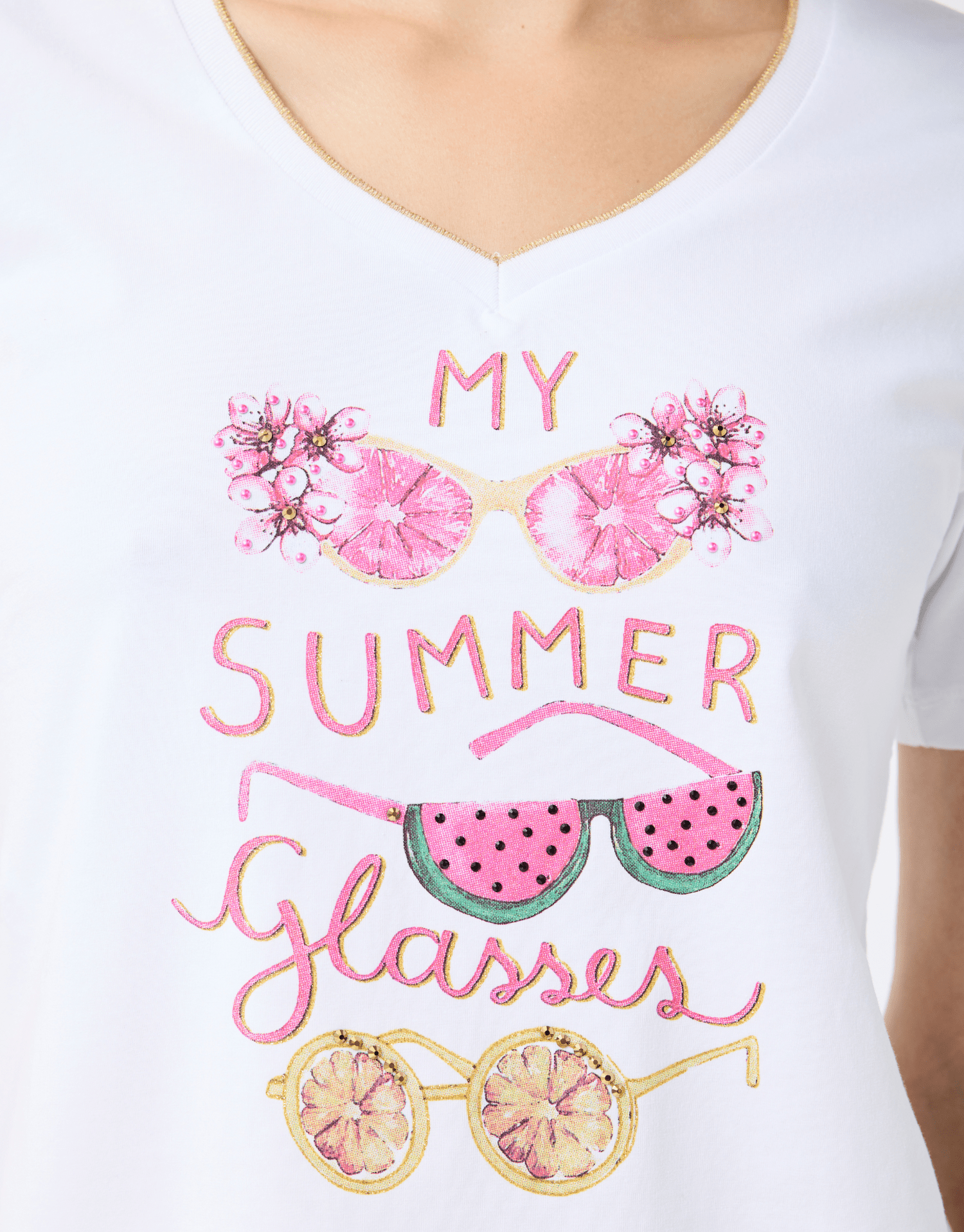 T-shirt blanc motifs colorés