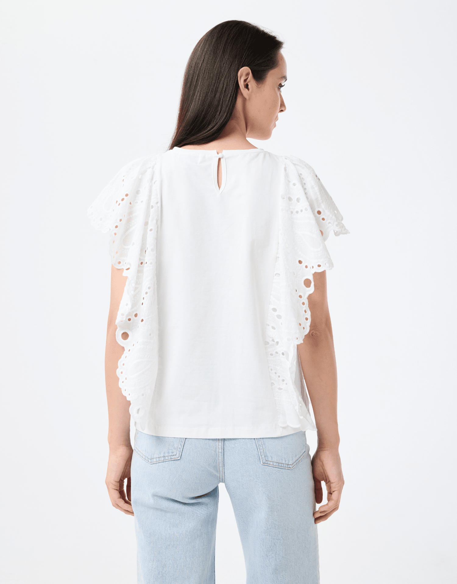 T-shirt avec dentelle brodée