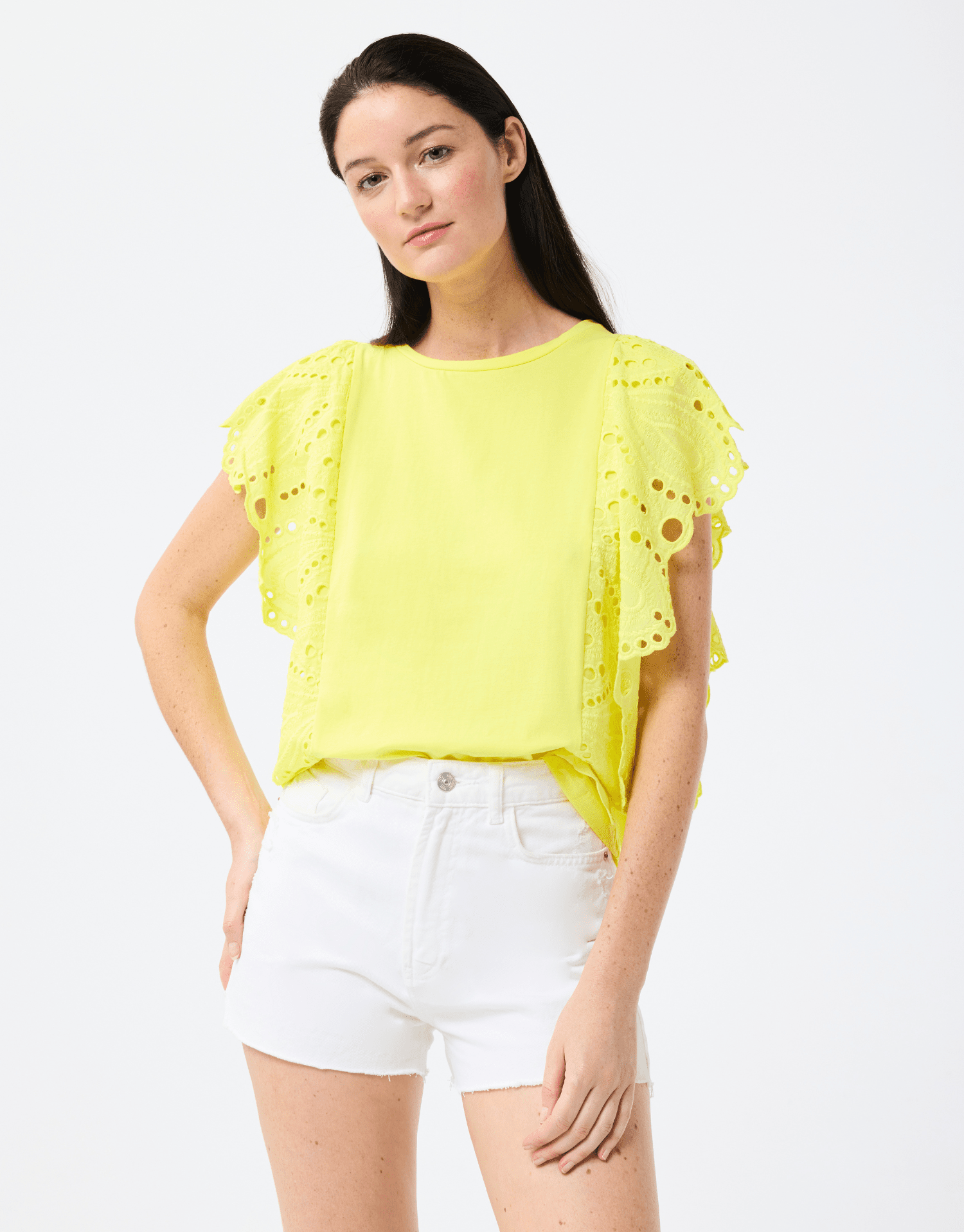 T-shirt avec dentelle brodée