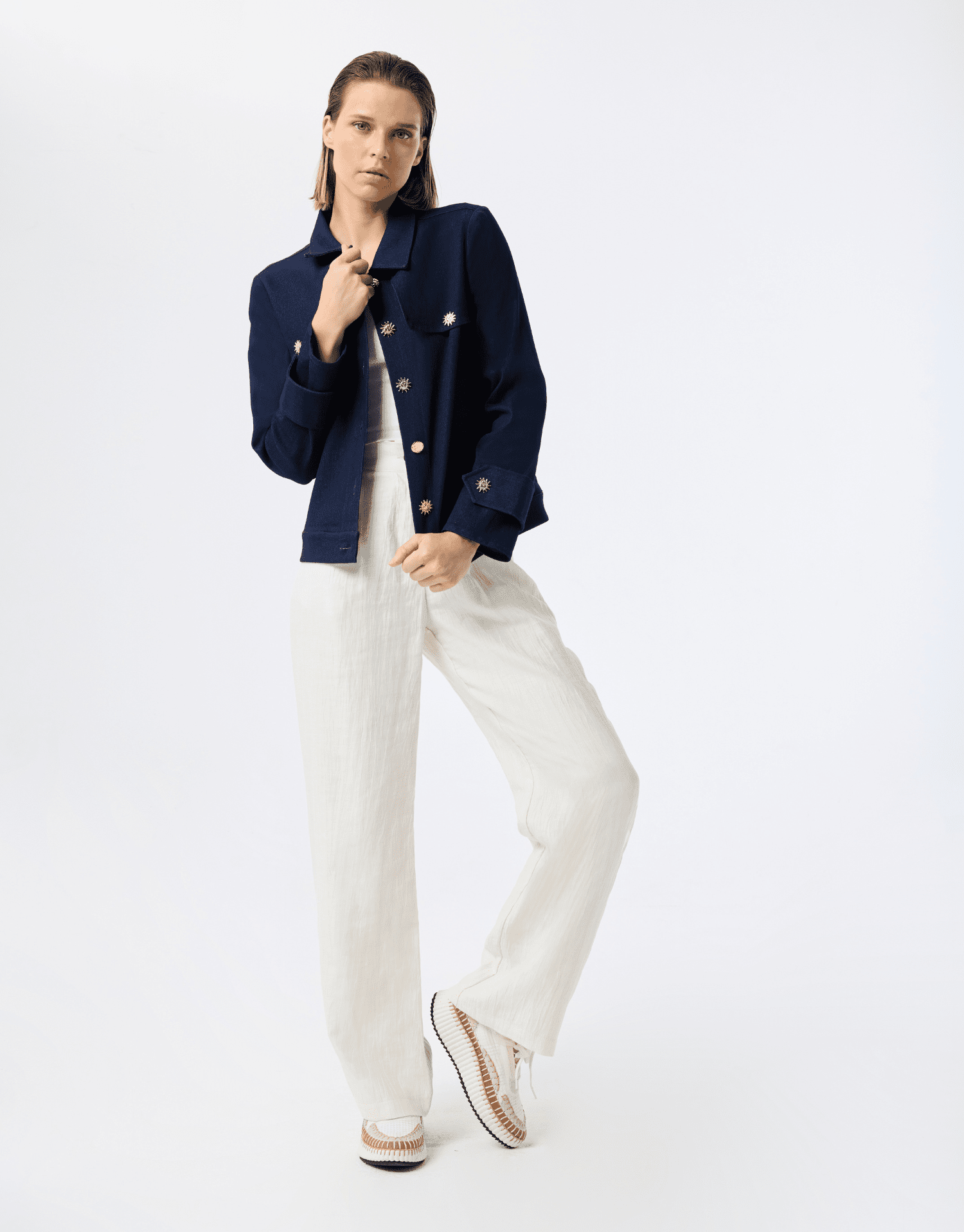 Veste en coton col chemise