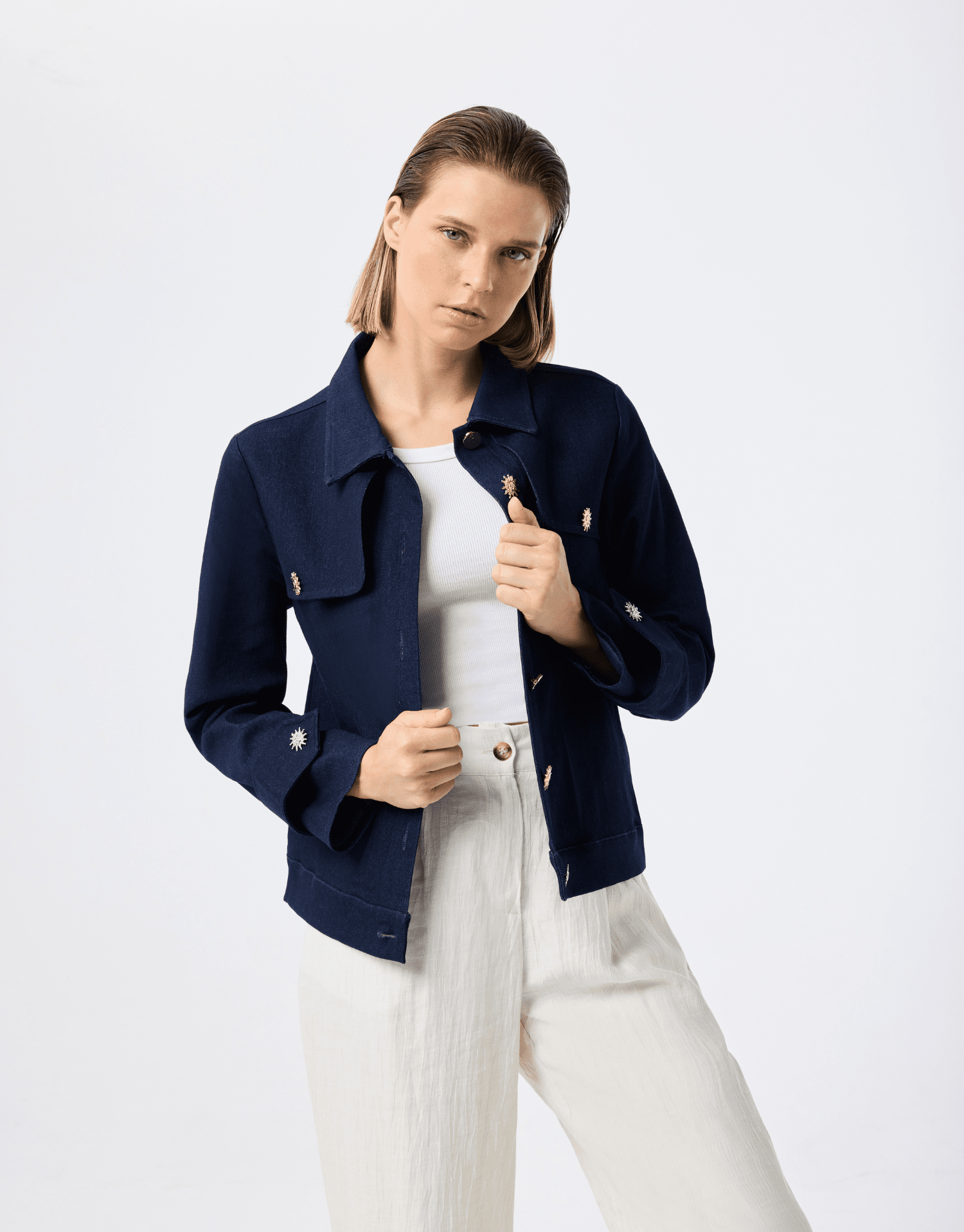 Veste en coton col chemise