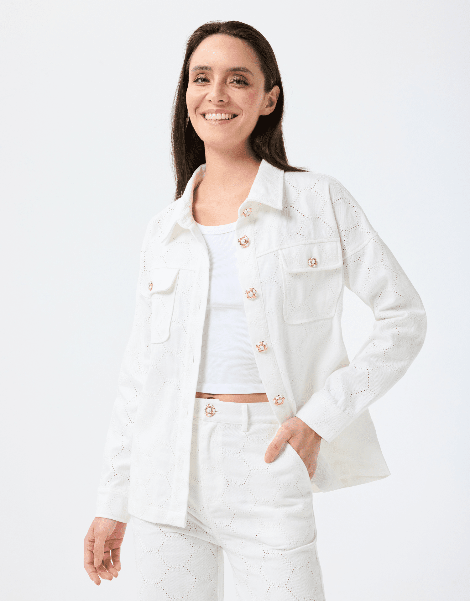 veste esmée ecru en 100% coton, coupe structurée et élégante, mode femme