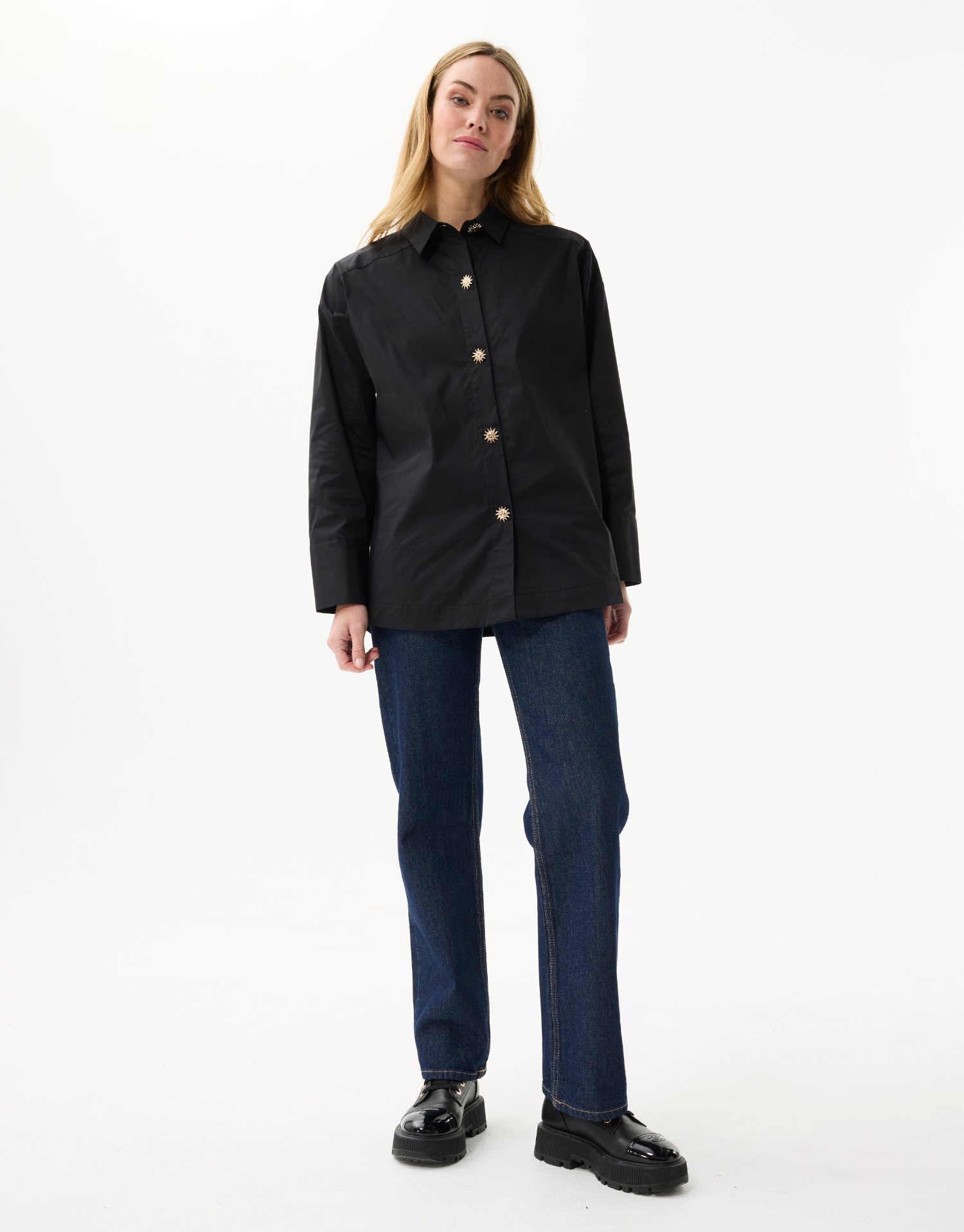 Chemise femme avec boutons bijoux