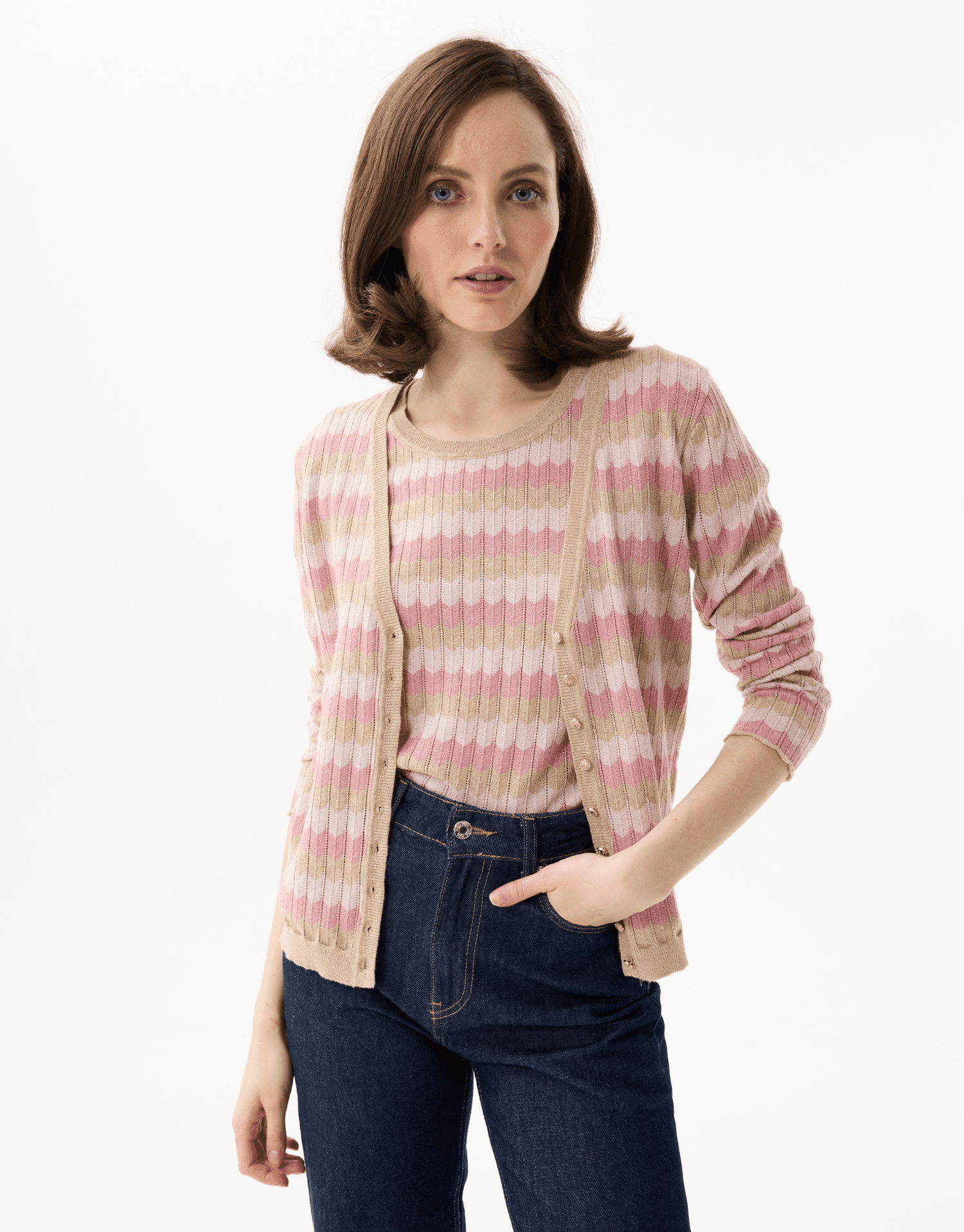 Twin-set donna a righe in maglia scintillante leo ugo