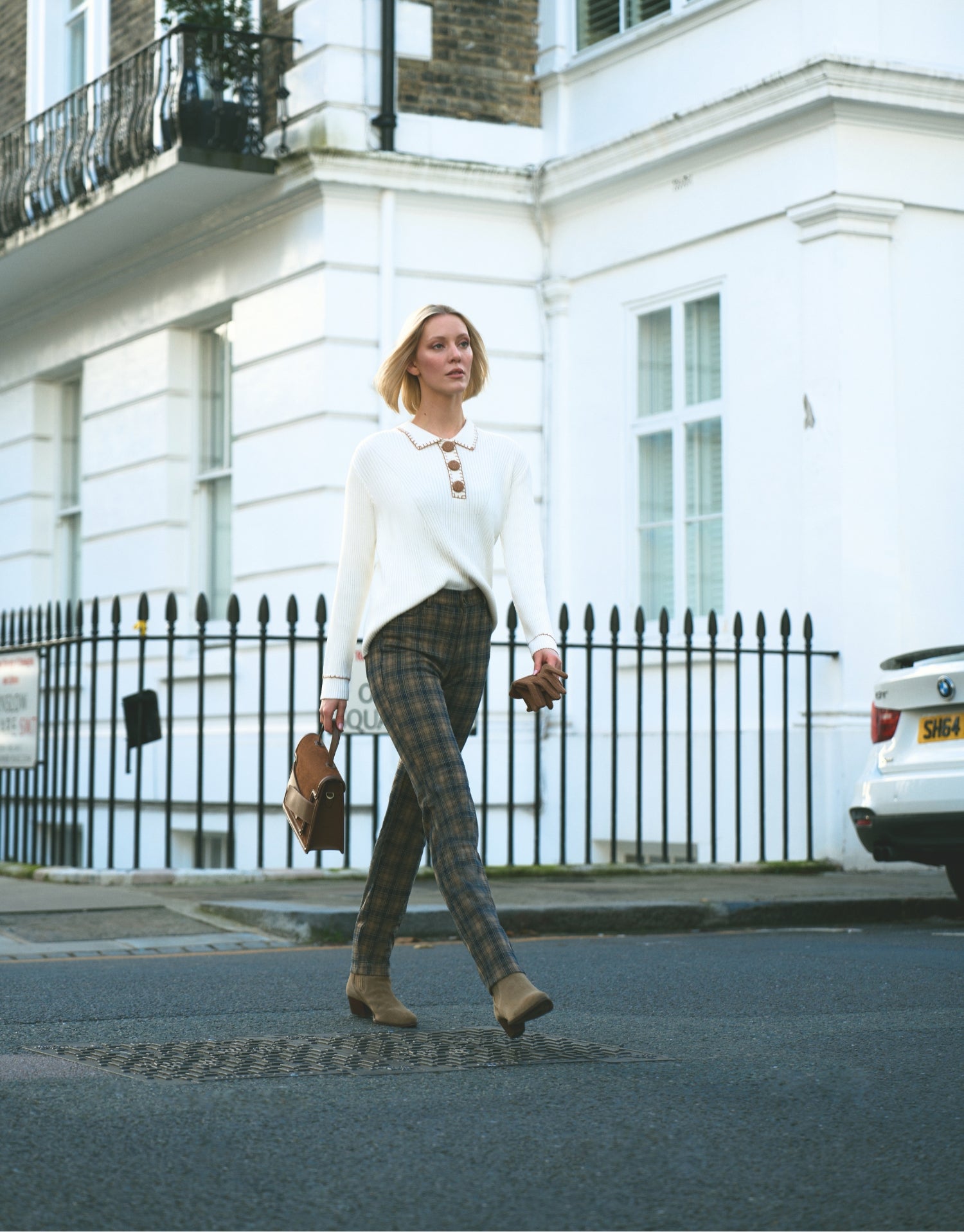 Pullover with buttoned polo collar