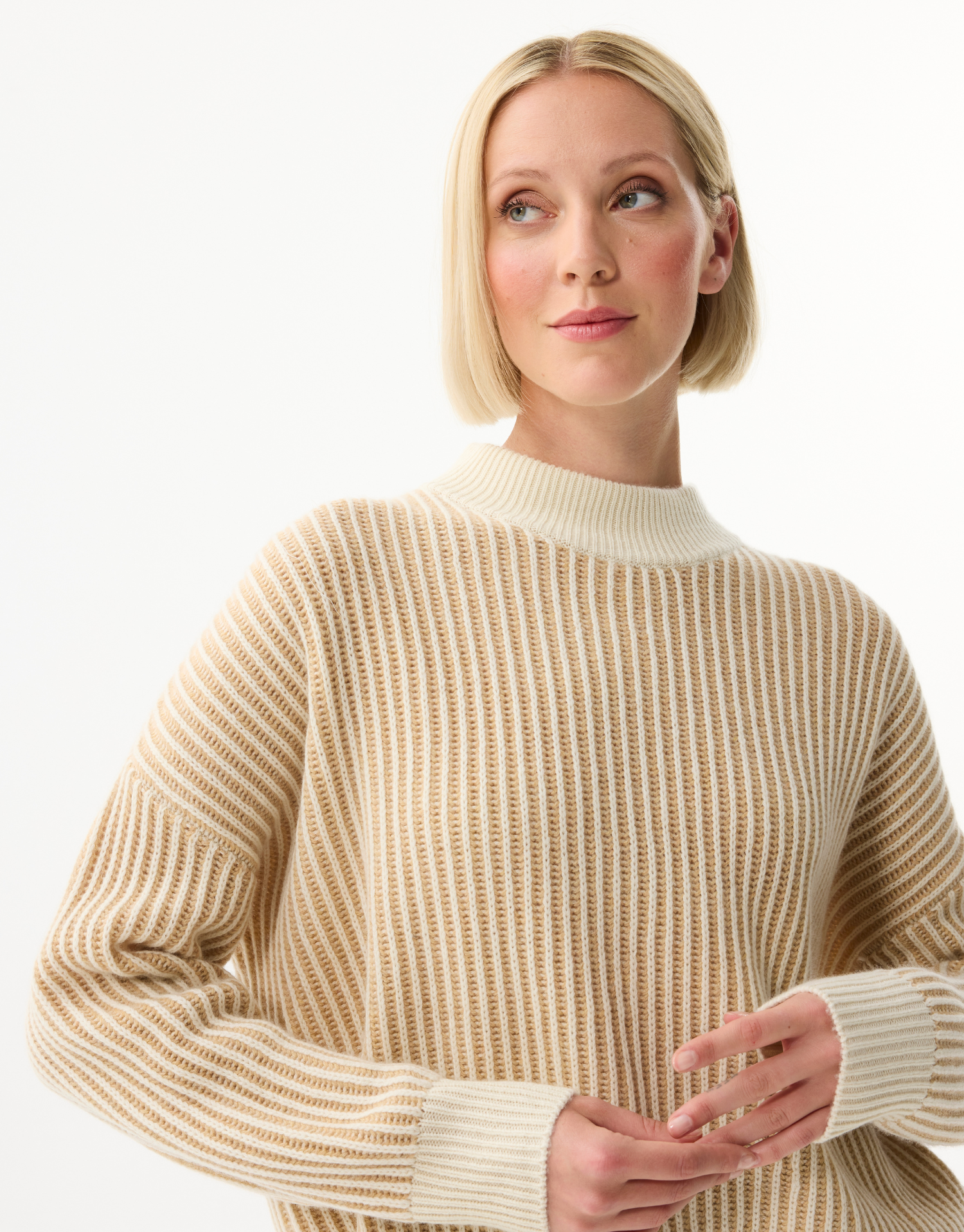 Women's oversized striped sweater in wool & cashmere